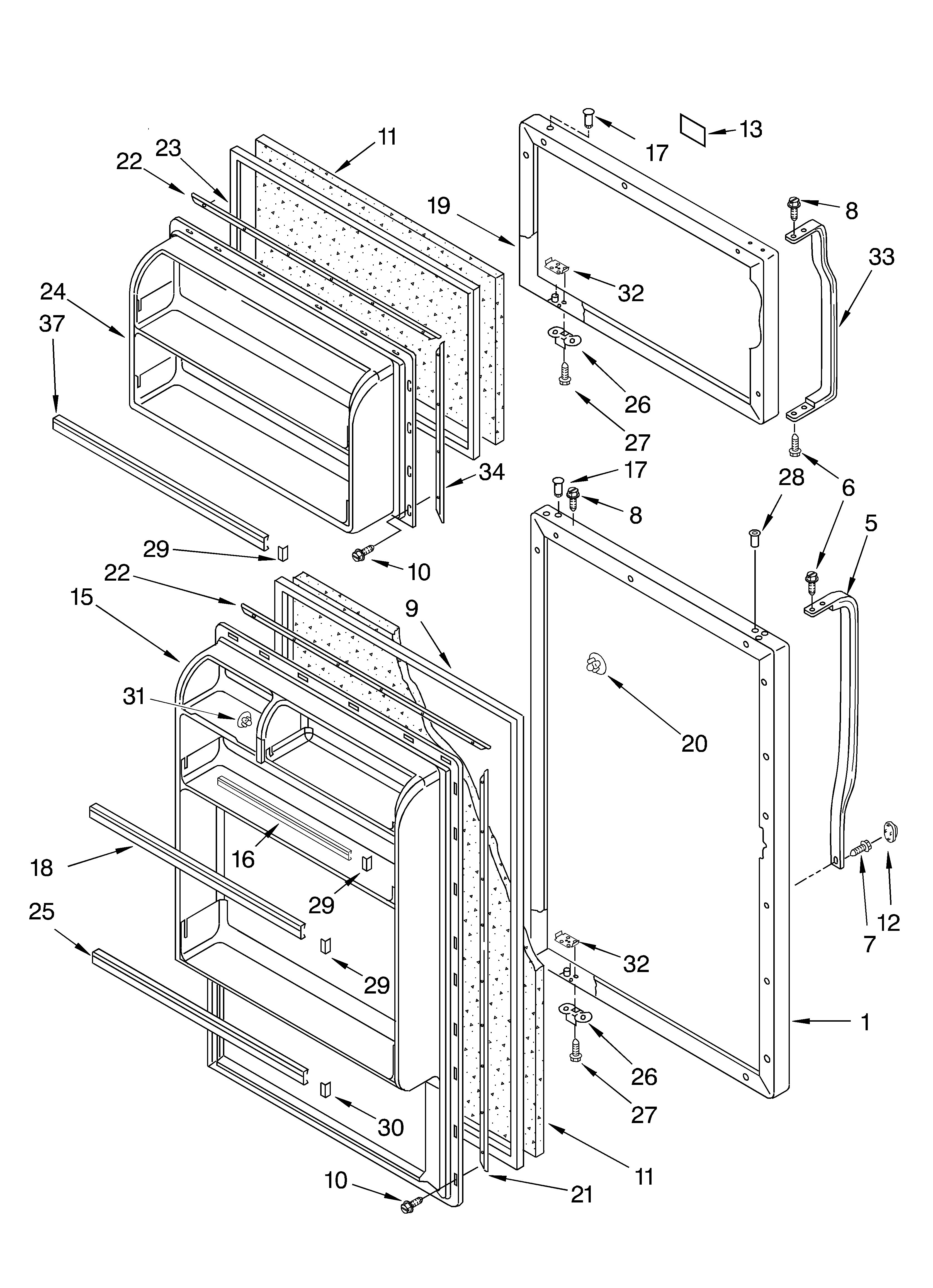 Whirlpool ET5WSEXKZ00 door diagram