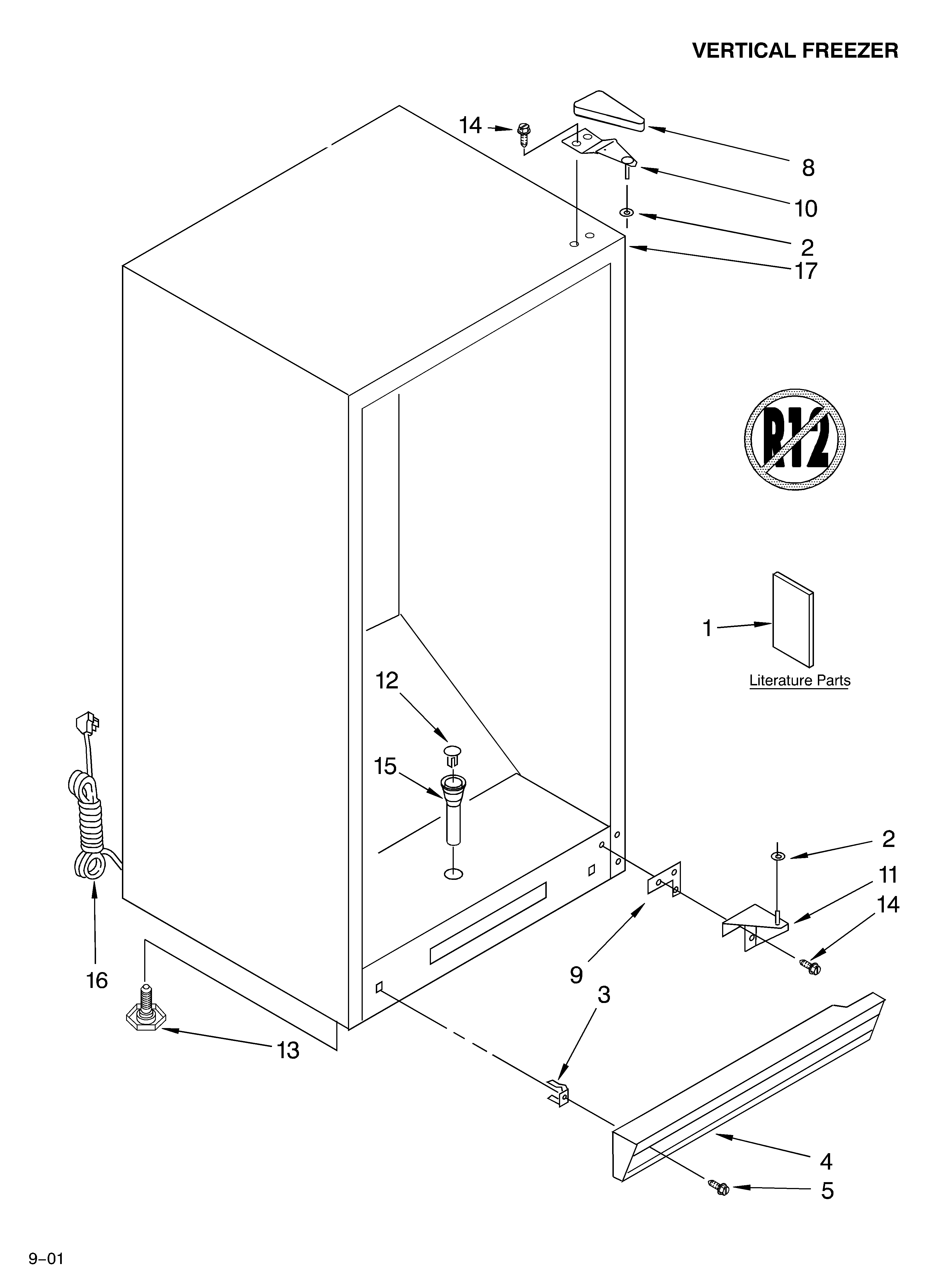 Whirlpool EV250FXKQ00 cabinet/literature diagram