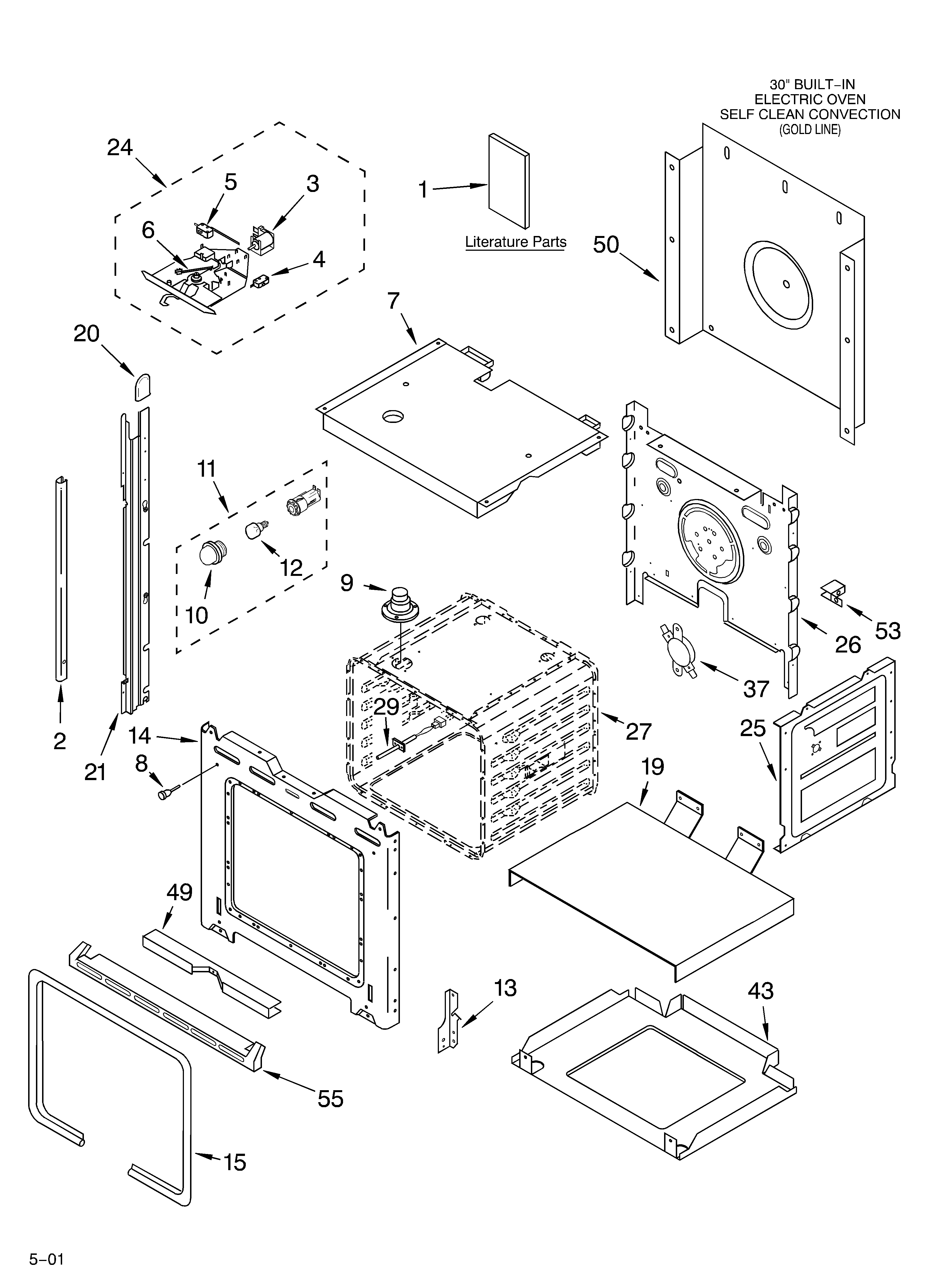 Whirlpool GBS307PDT7 oven/literature diagram
