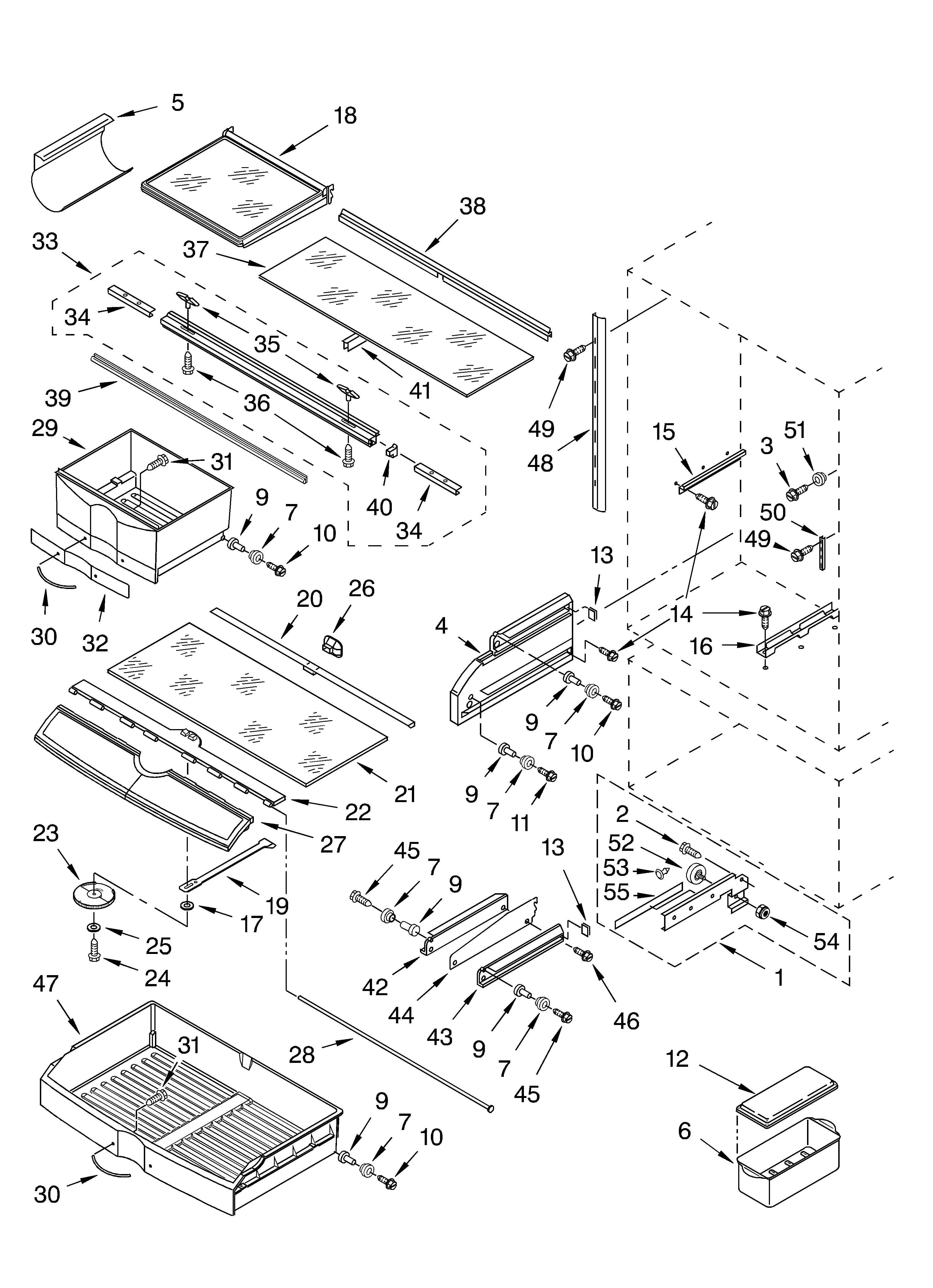 KitchenAid KBRP36FKS00 refrigerator shelf diagram
