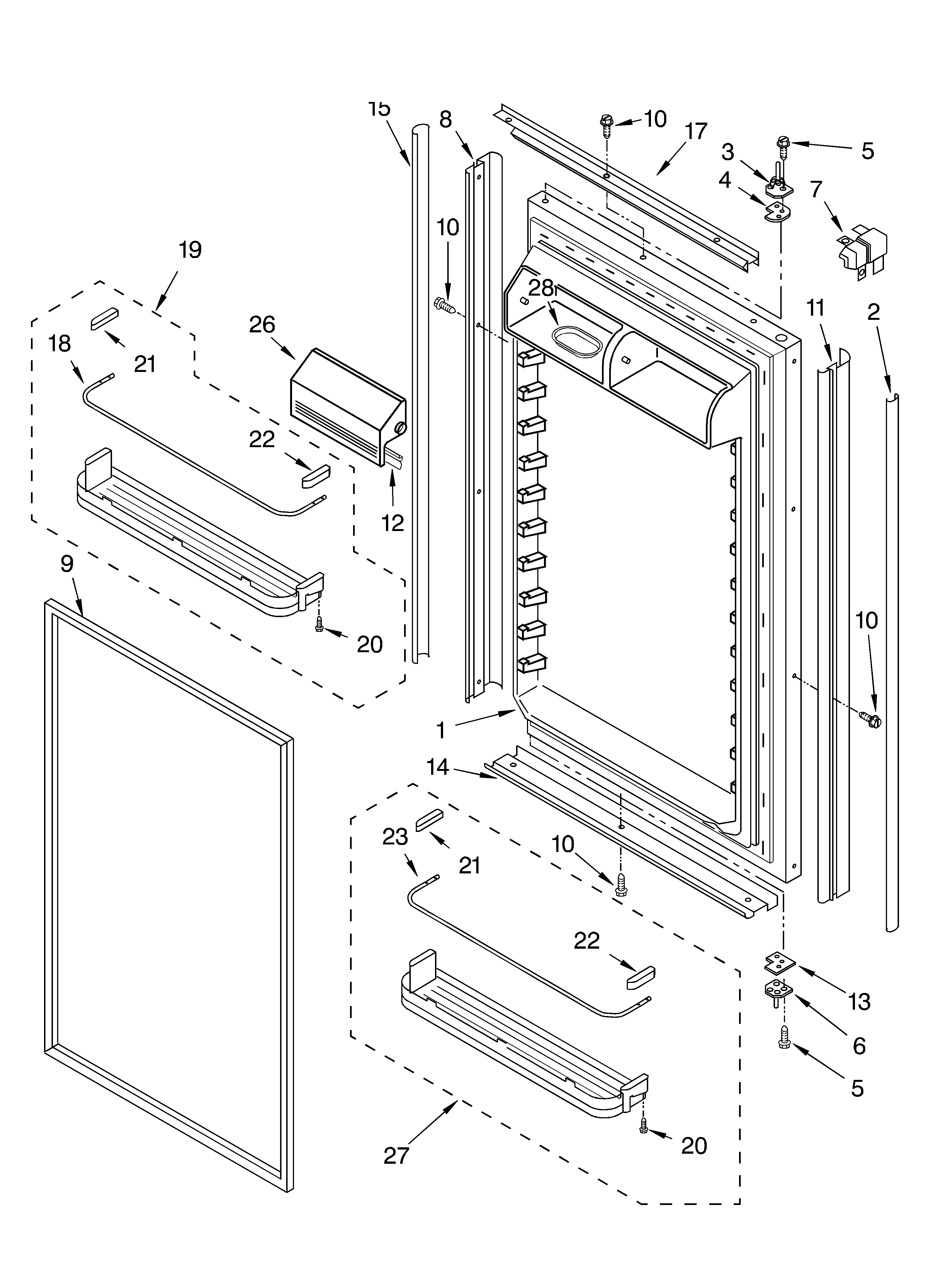 KitchenAid KBRS36FKT00 refrigerator door diagram