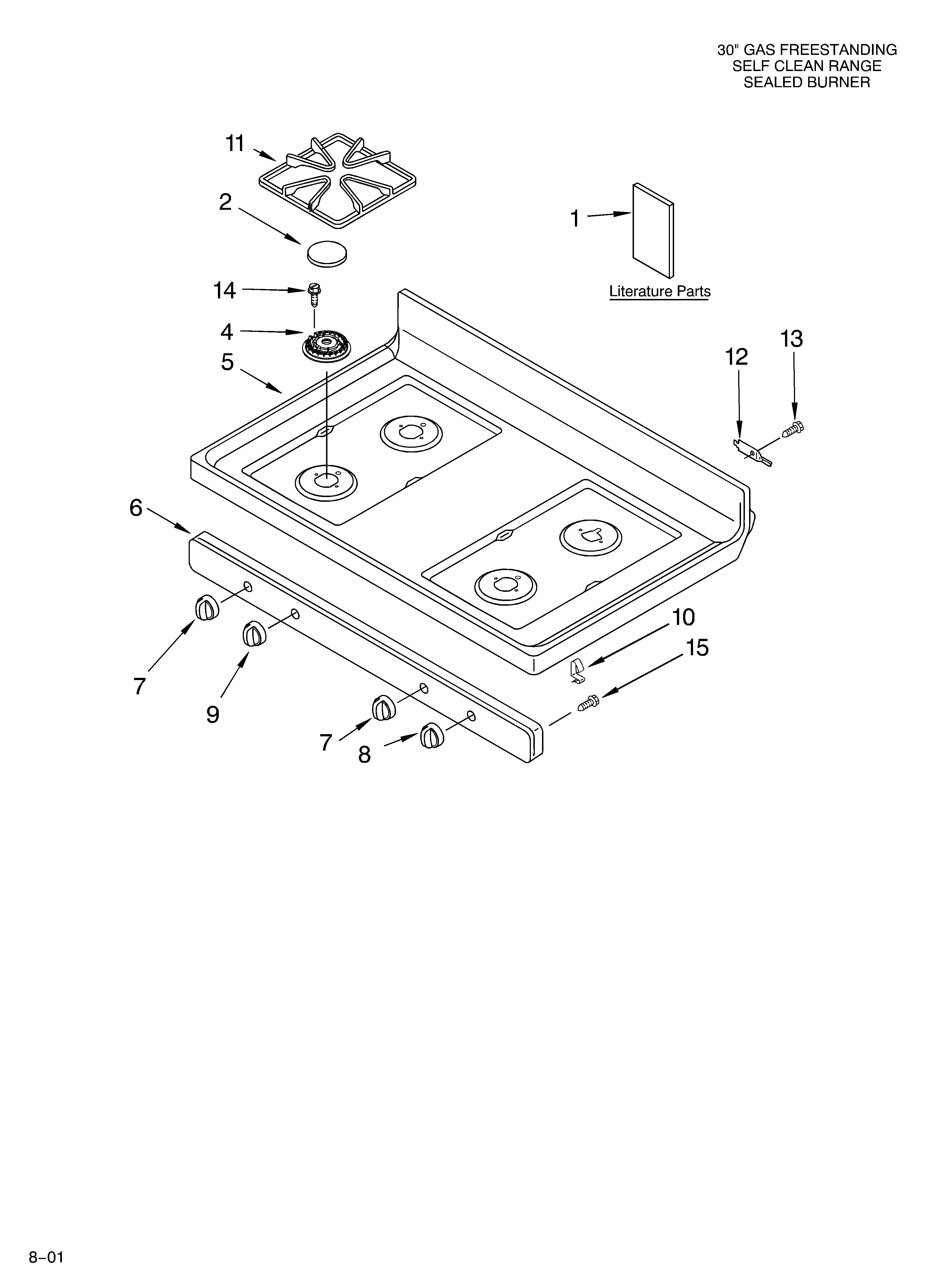 Whirlpool SF387LEKT0 cooktop/literature diagram