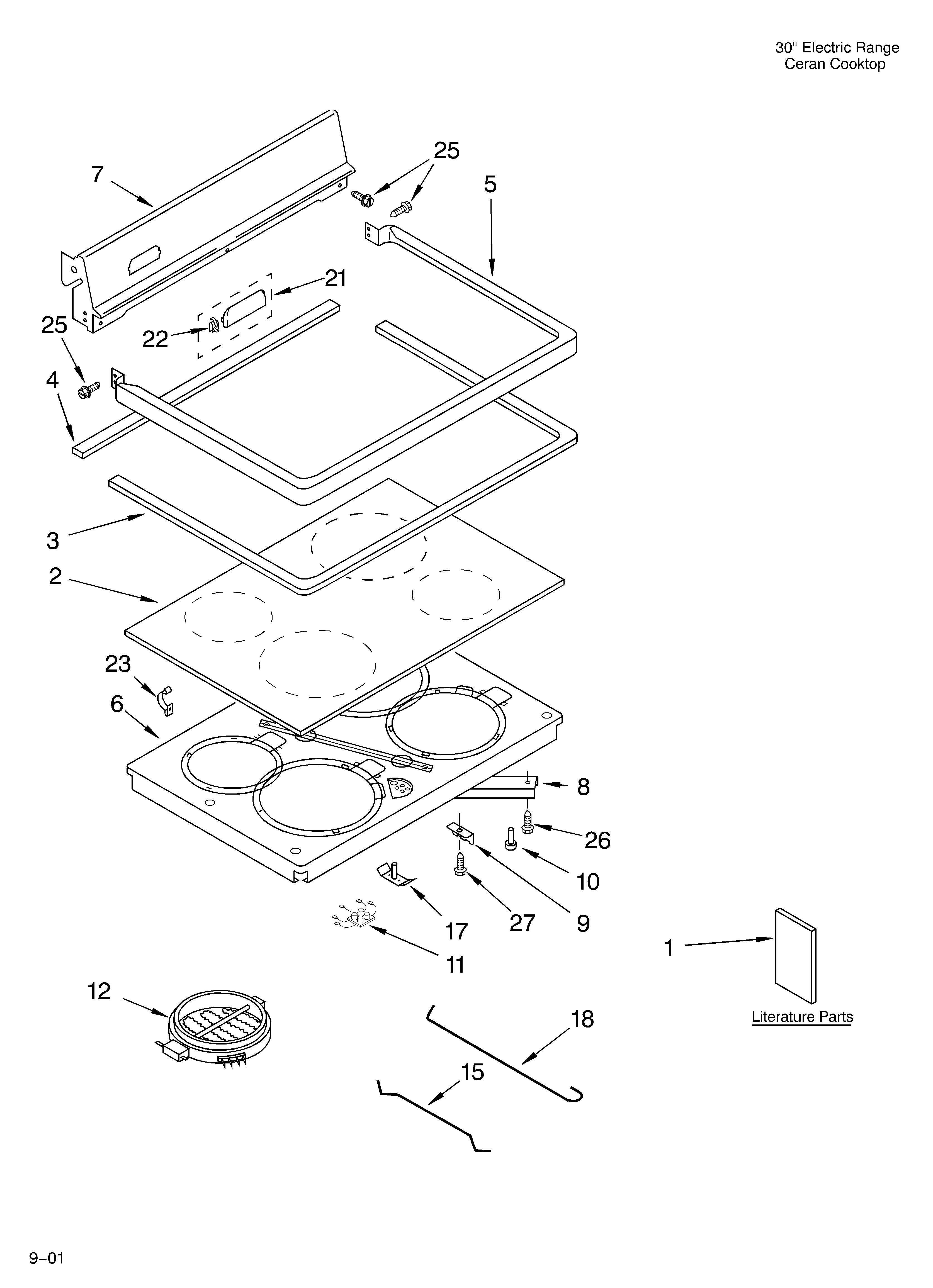 Estate TES400PXHQ0 cooktop/literature diagram