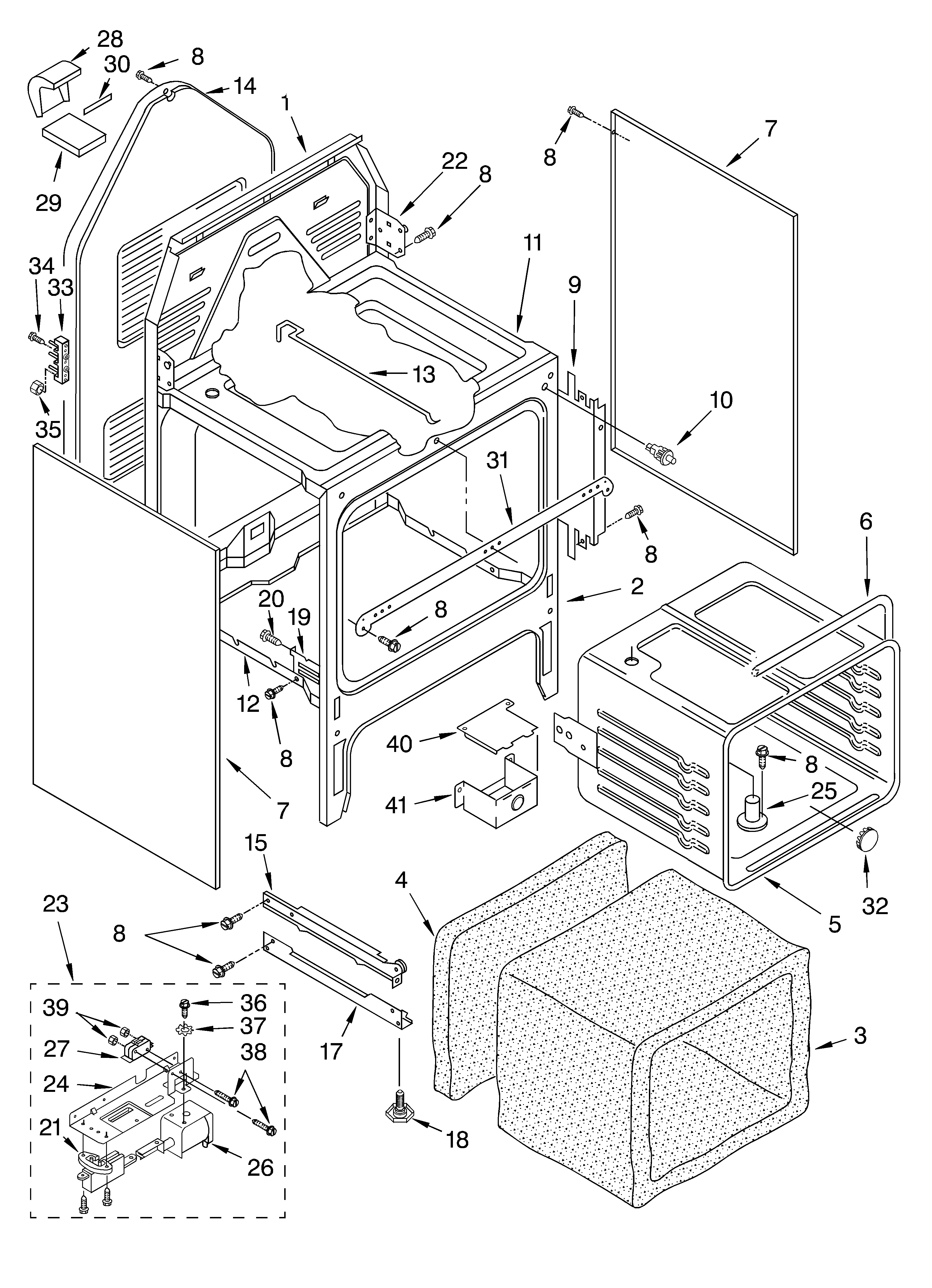 Estate TES400PXHQ0 oven chassis diagram