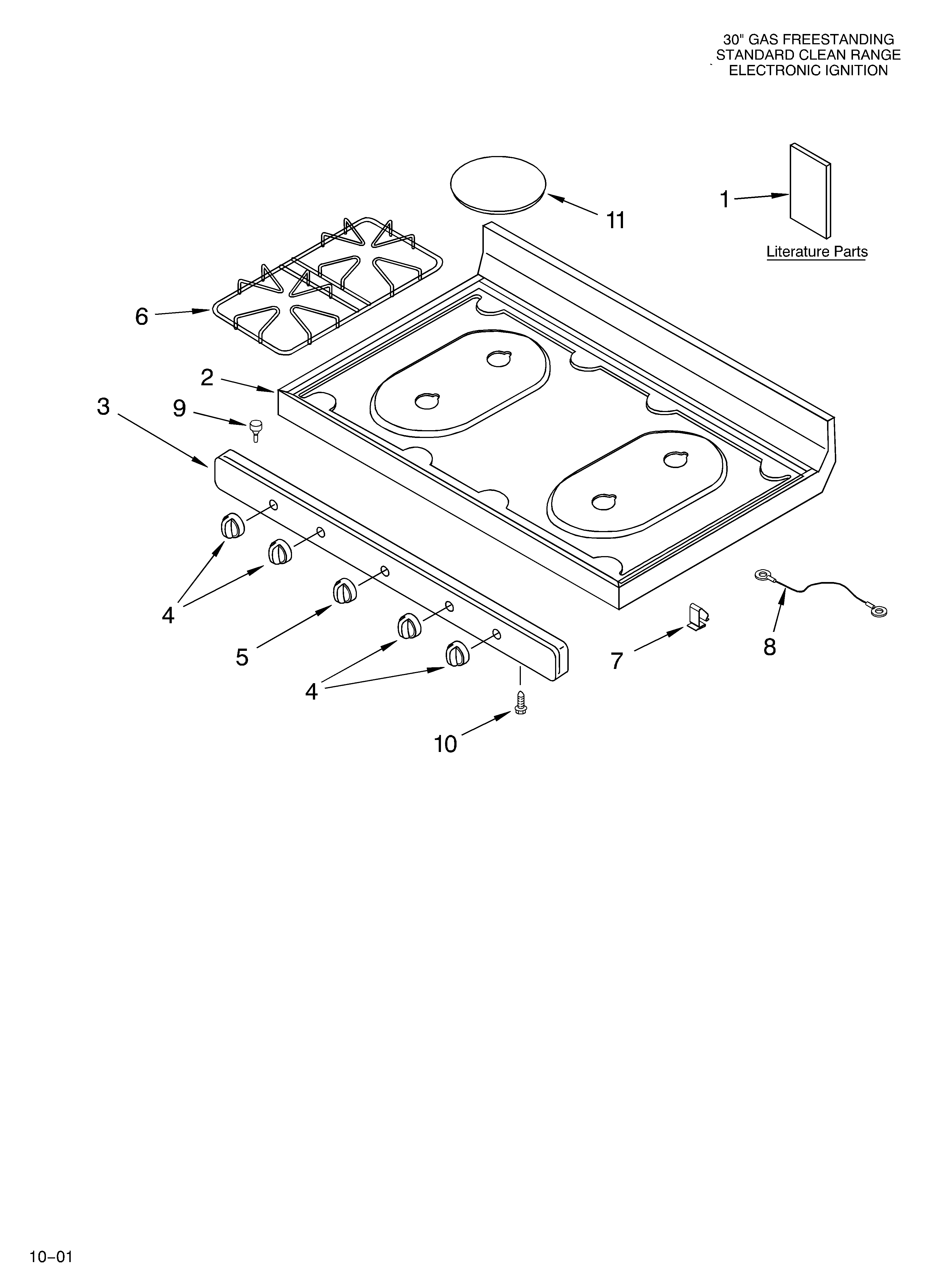 Whirlpool SF310PEKQ0 cooktop/literature diagram