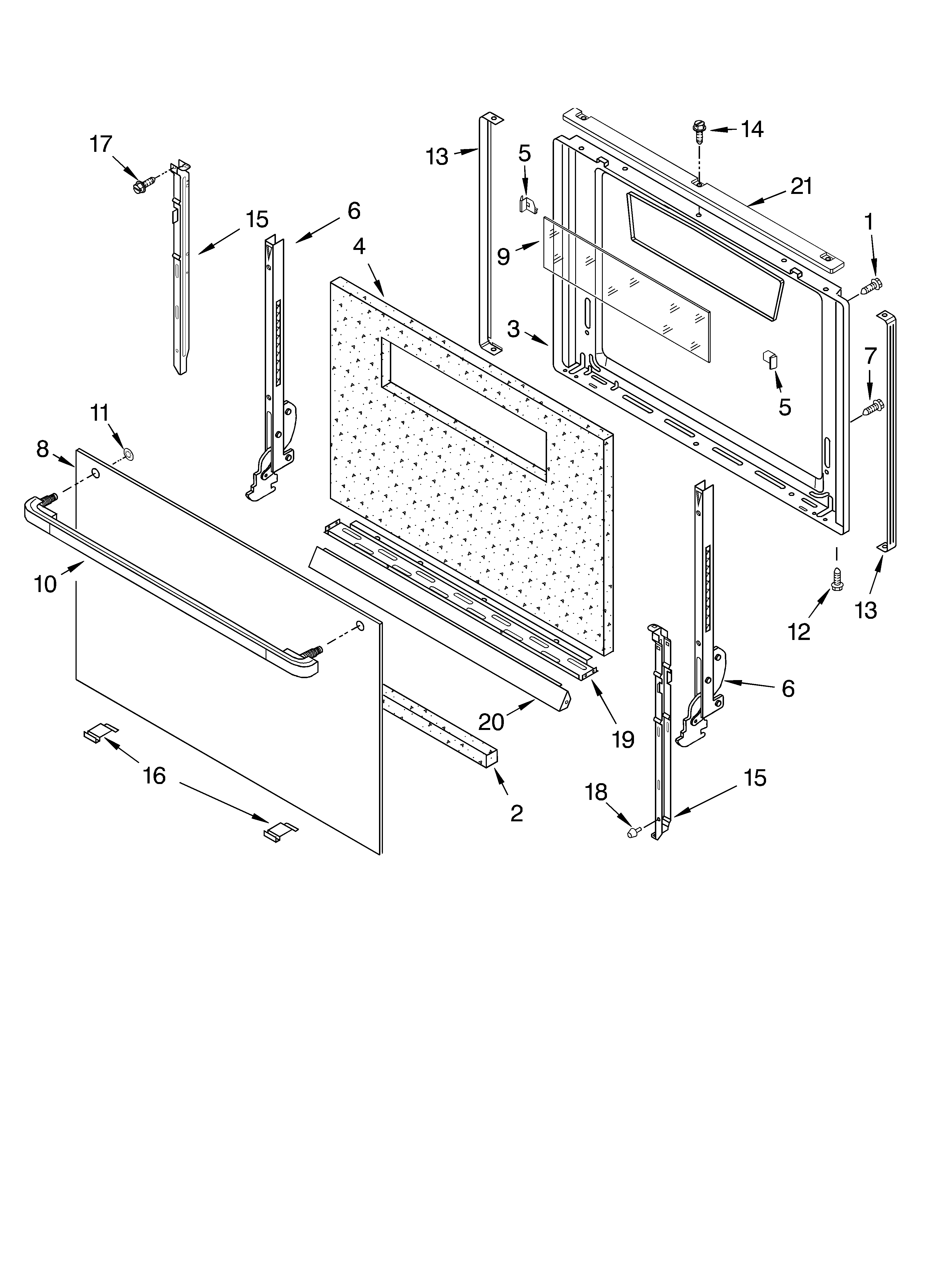 Whirlpool SF310PEKQ0 door diagram