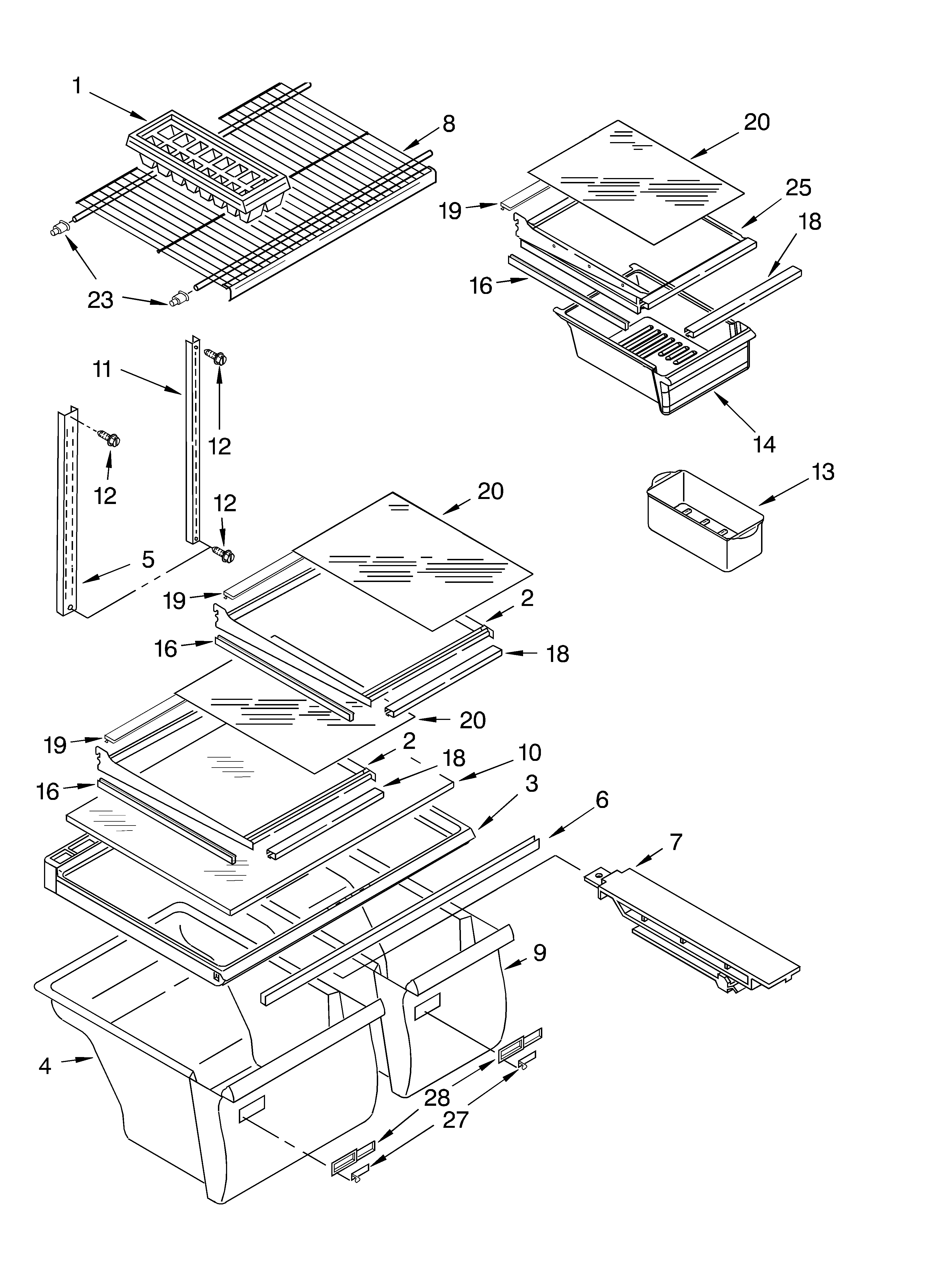 Whirlpool ET8CHKXKT01 shelf/optional diagram