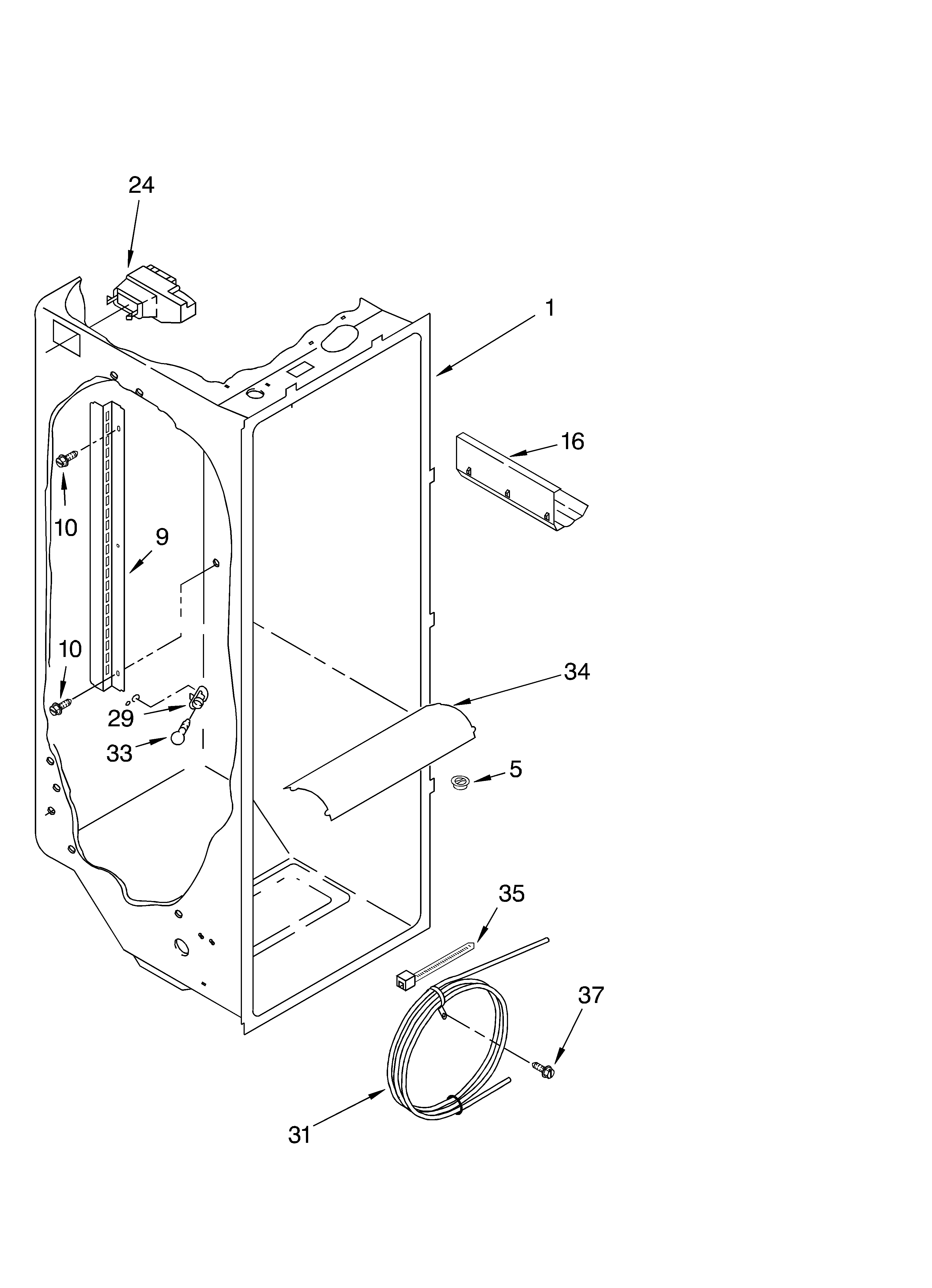 Whirlpool GD25BFCHW00 refrigerator liner diagram