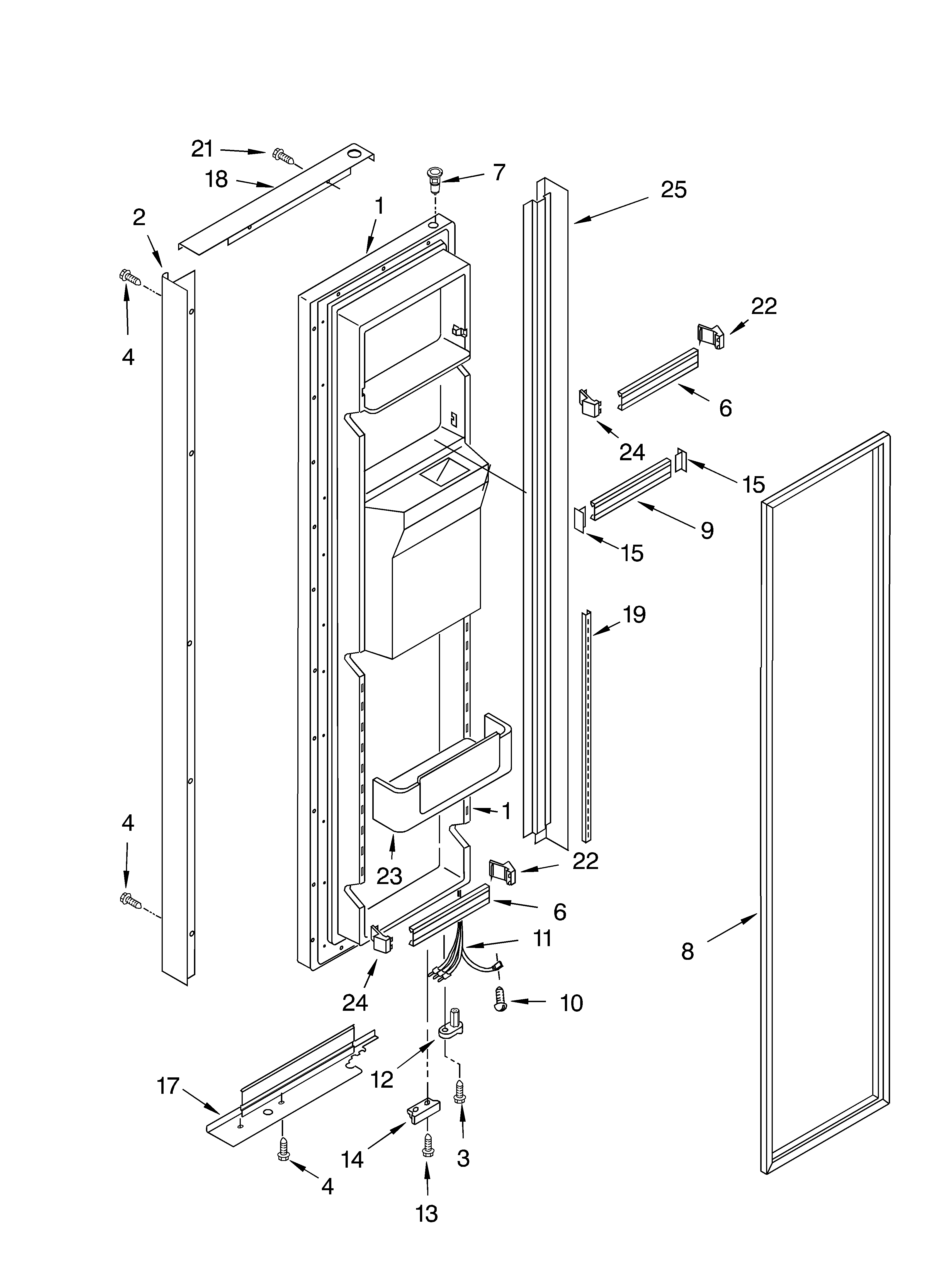 Whirlpool GD25BFCHW00 freezer door diagram