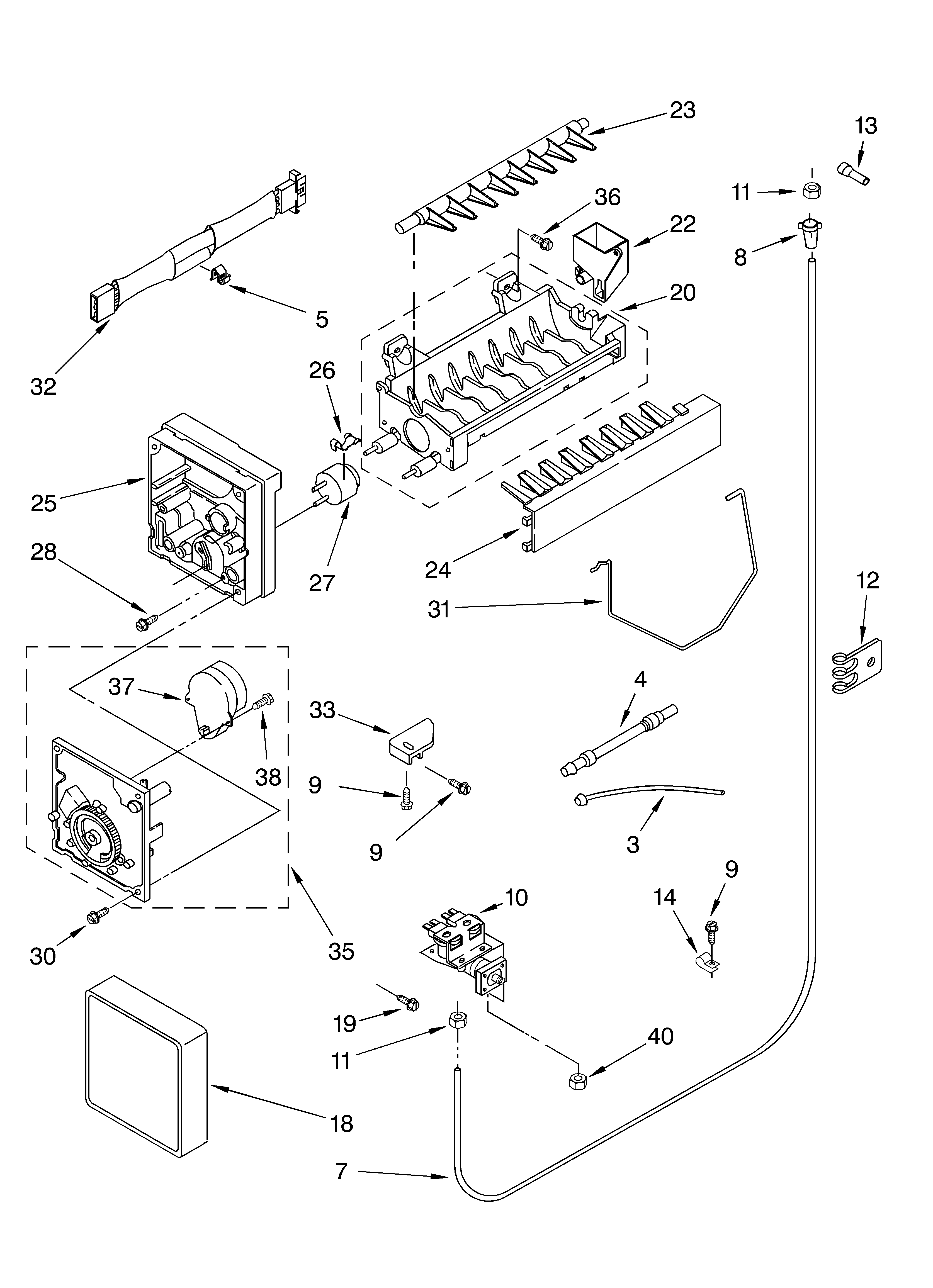 Whirlpool GD25SSFCHS10 ice maker/optional diagram