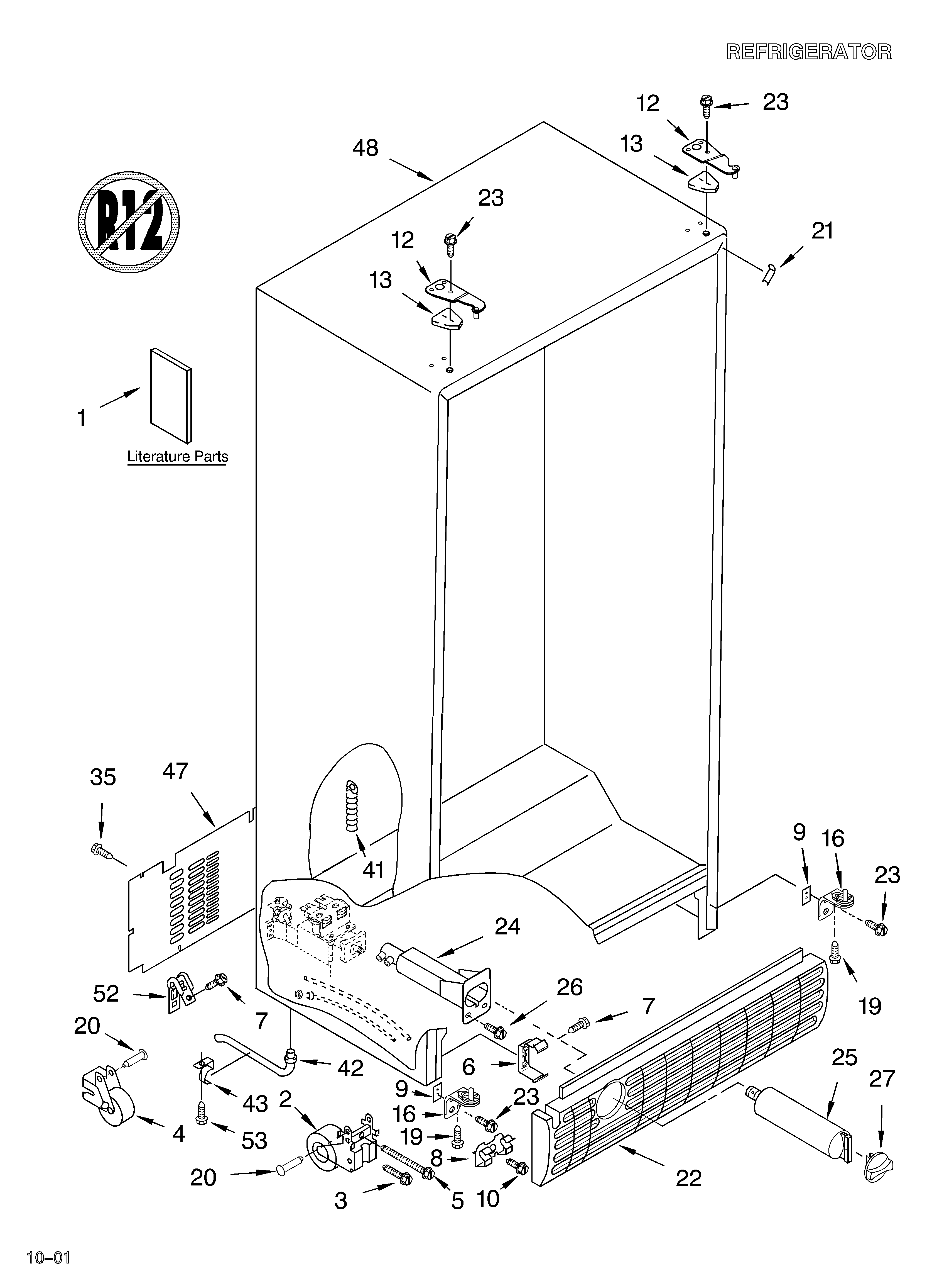 KitchenAid KSBS25FJBL00 cabinet/literature diagram