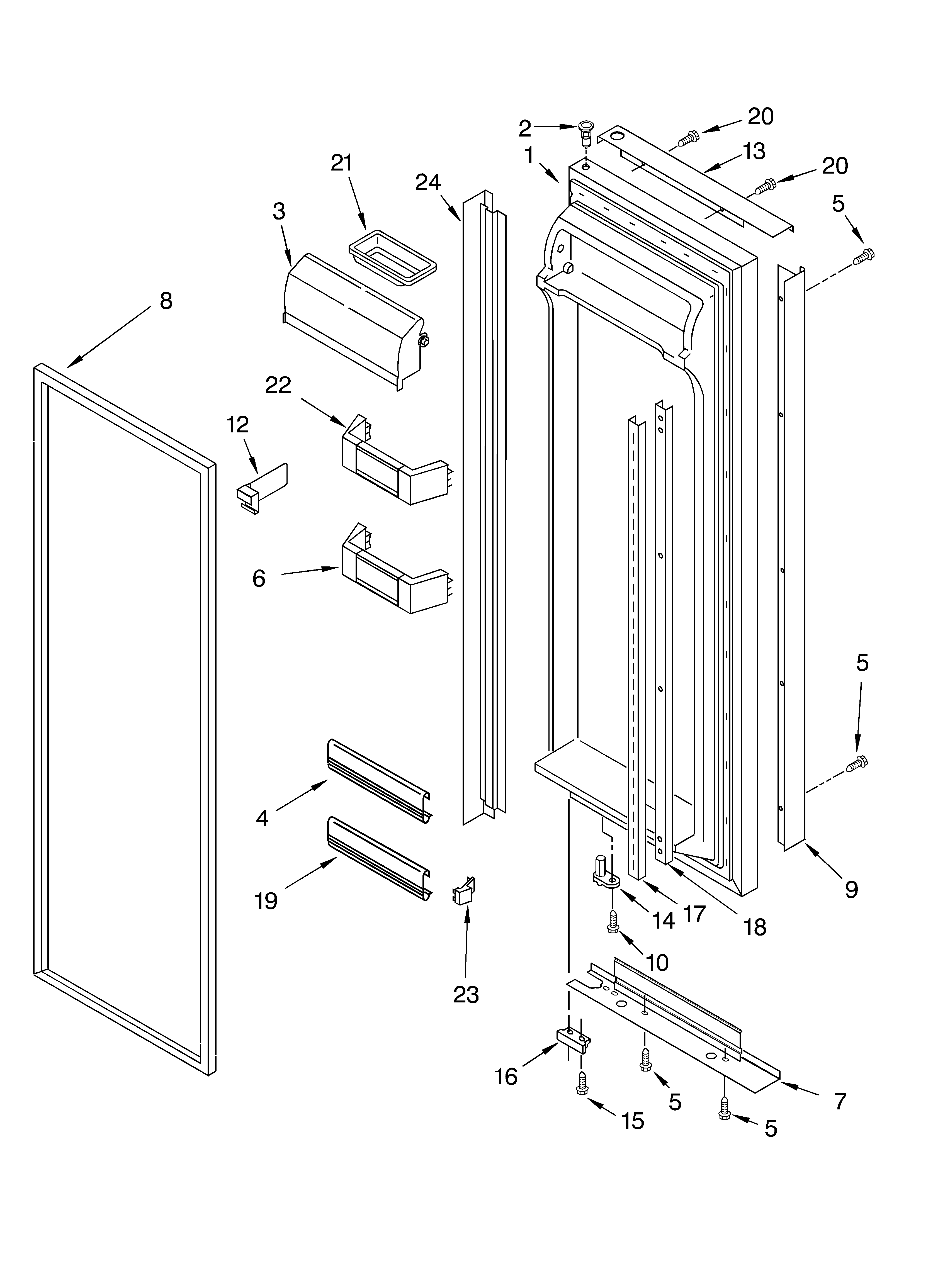 KitchenAid KSBS25FJBL00 refrigerator door diagram