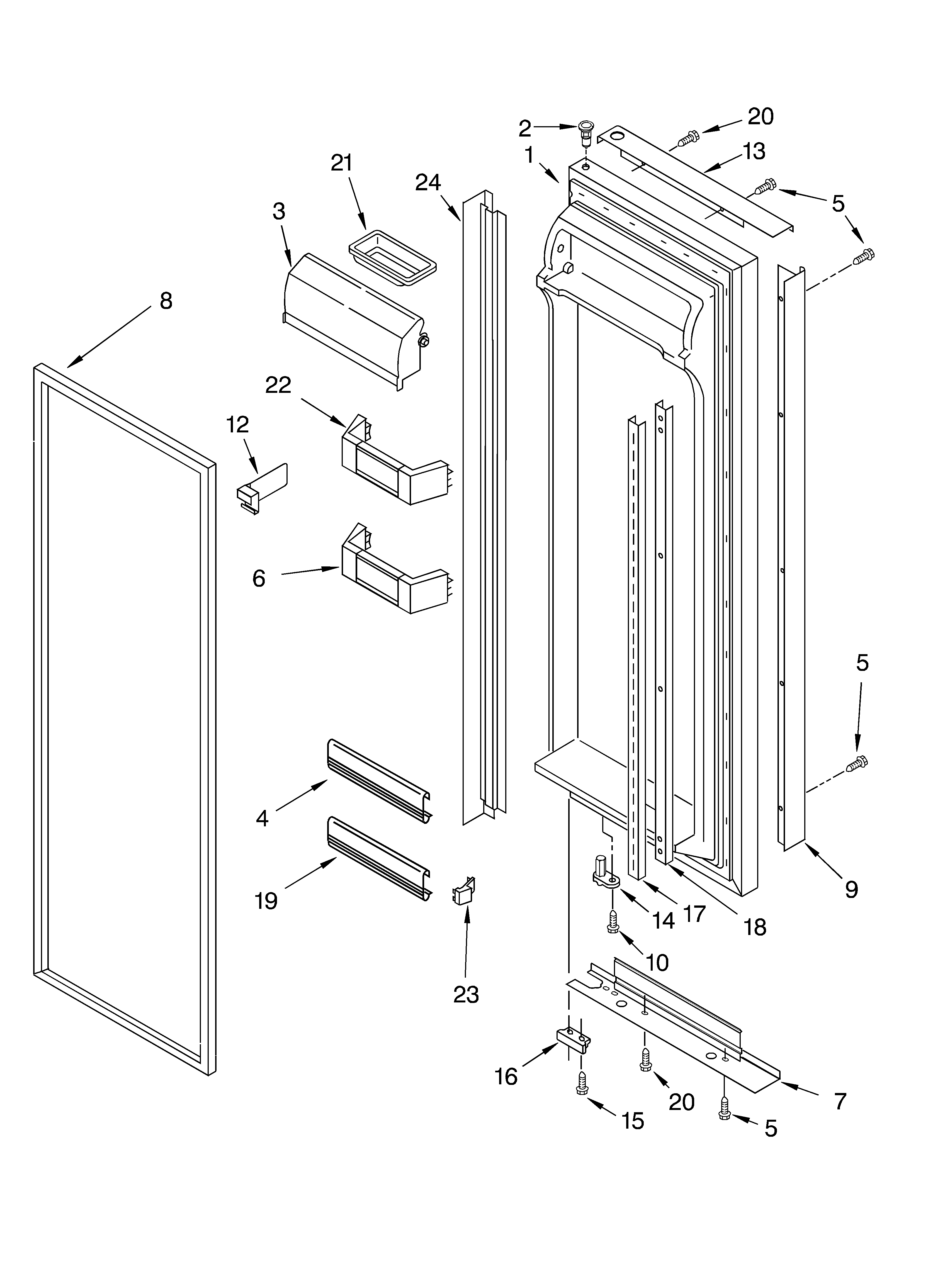 Whirlpool GD25BFCHB01 refrigerator door diagram