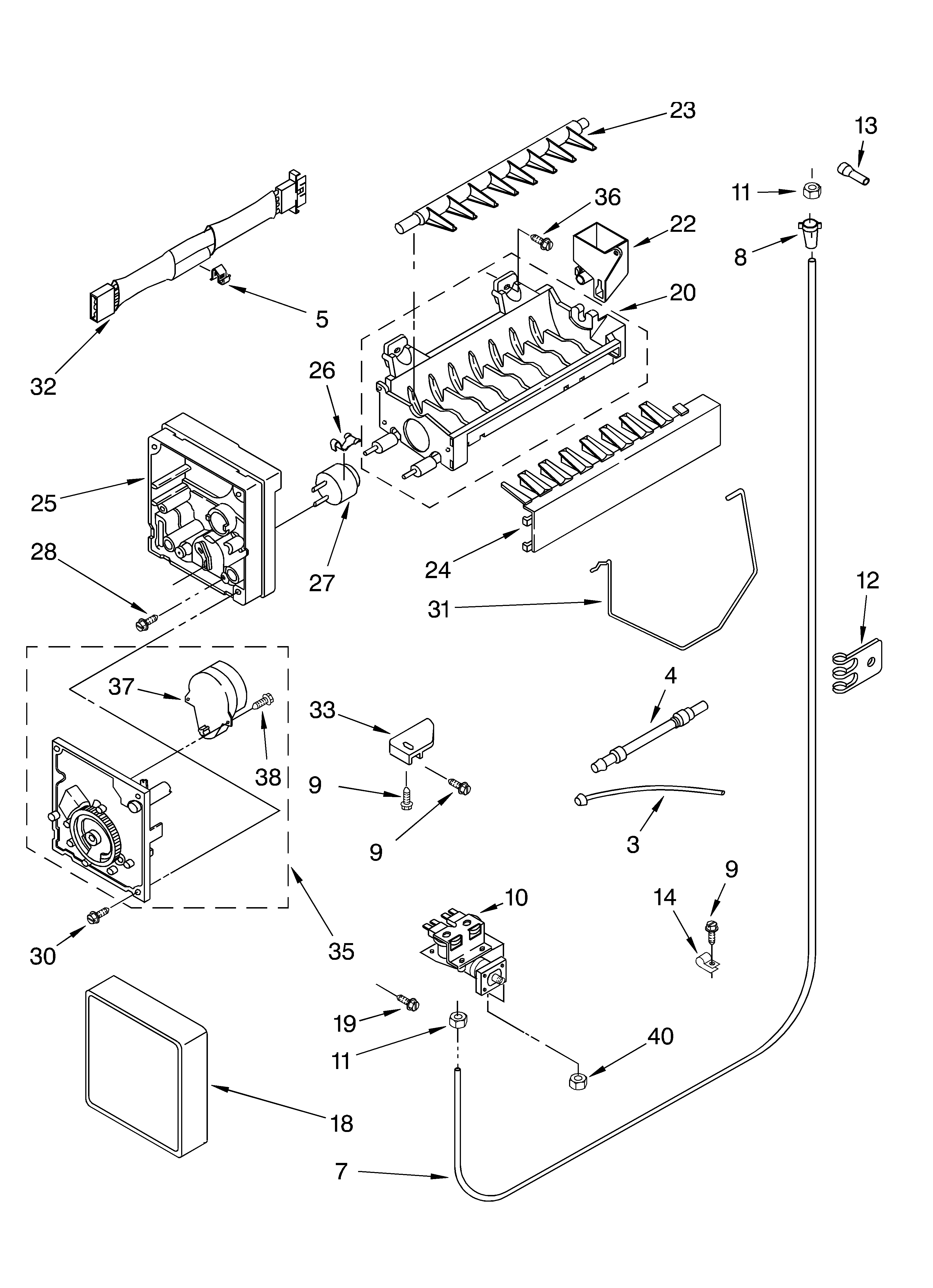 Whirlpool GD25BFCHB01 ice maker/optional diagram