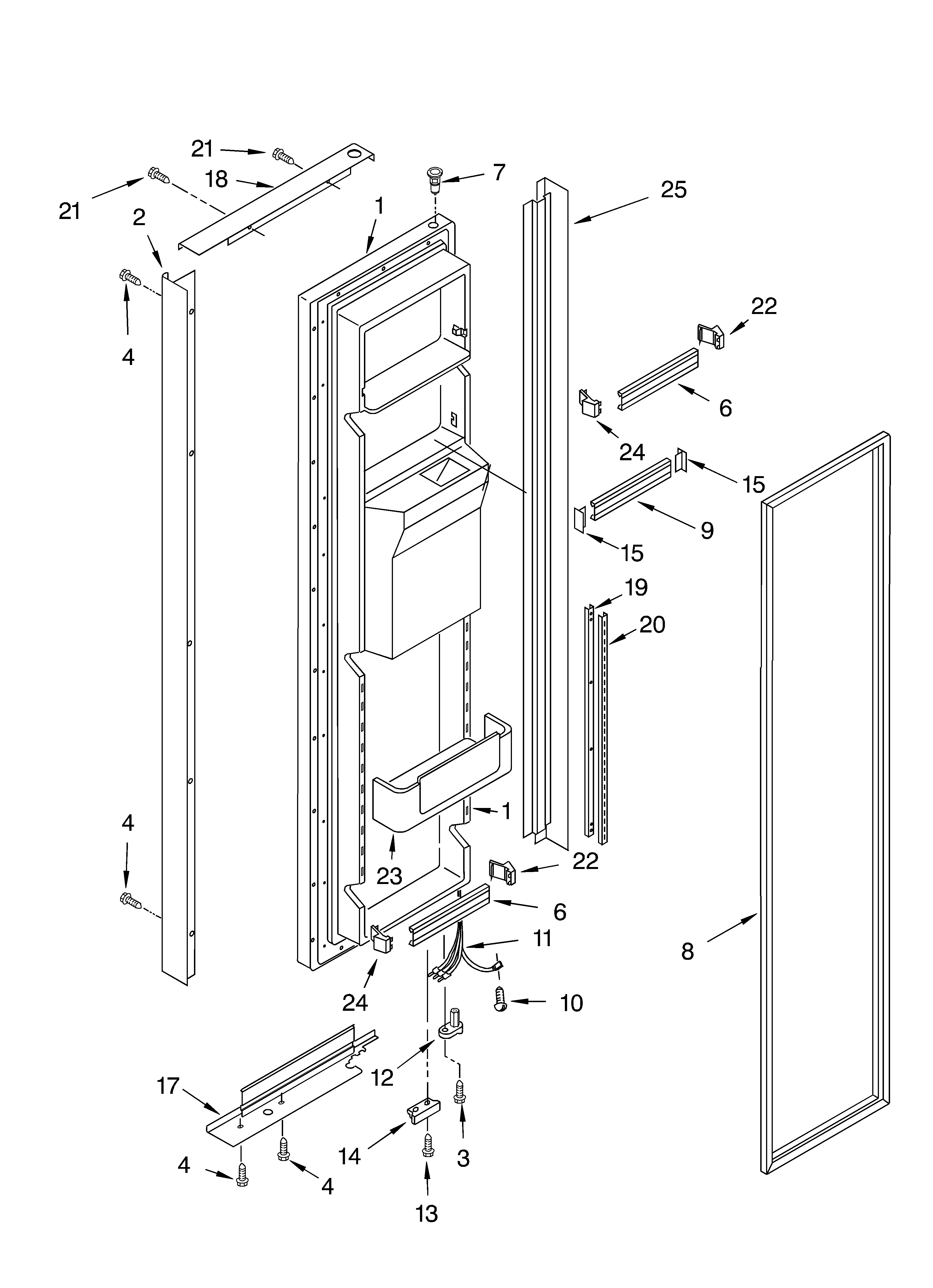 KitchenAid KSBS25FJBT01 freezer door diagram