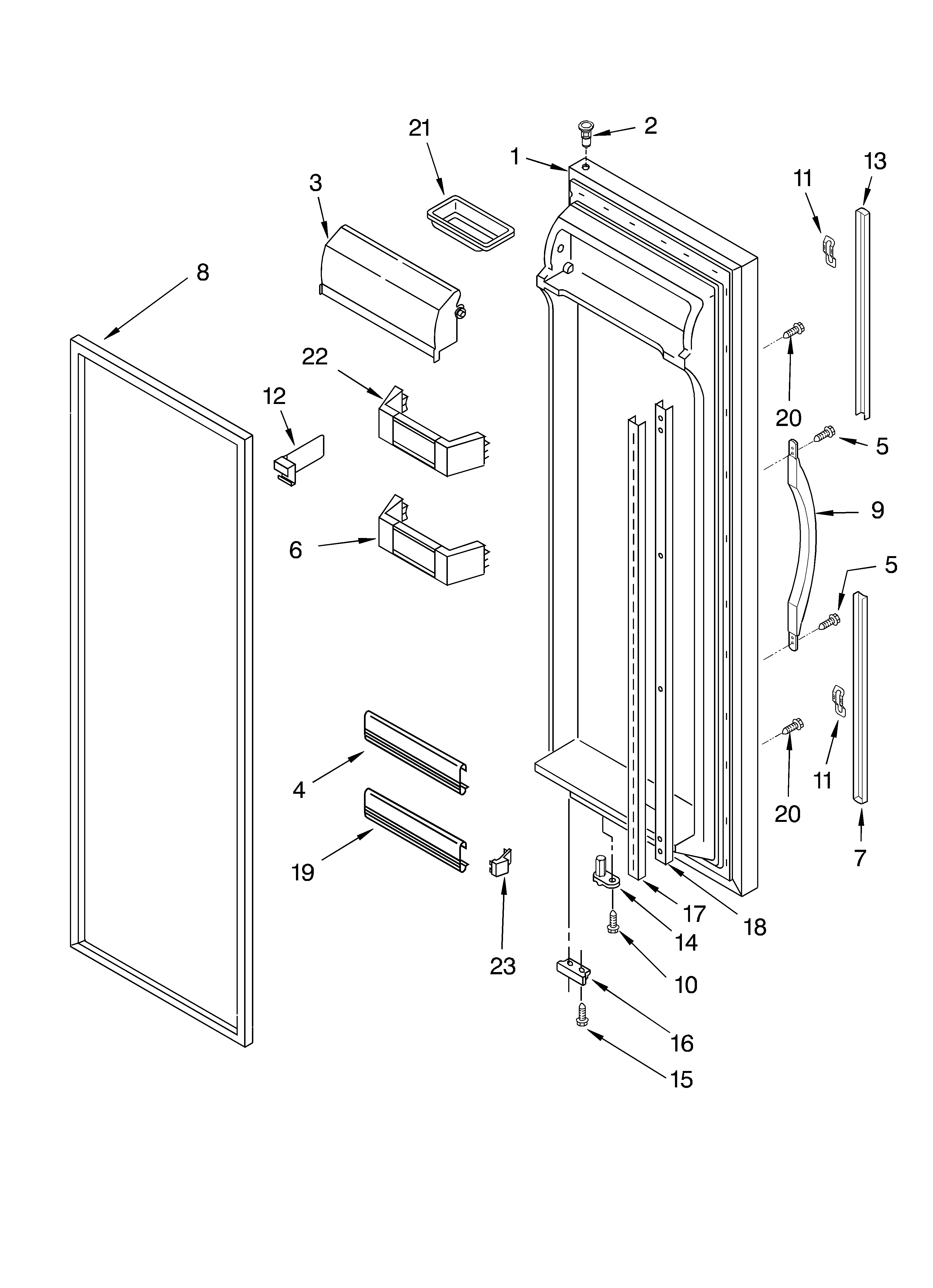 Whirlpool GD25FFCHT01 refrigerator door diagram