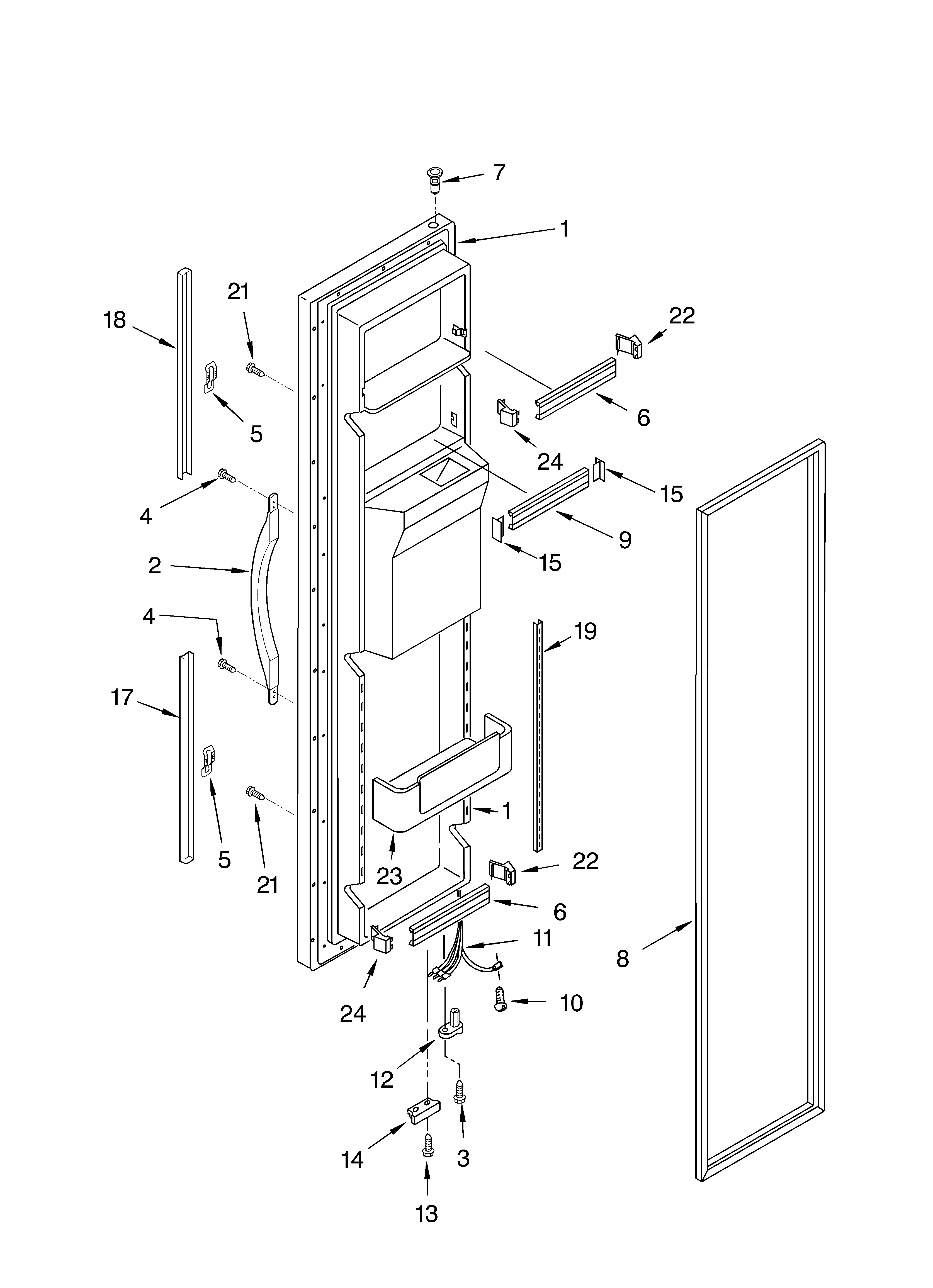 Whirlpool GD25FFCHT01 freezer door diagram
