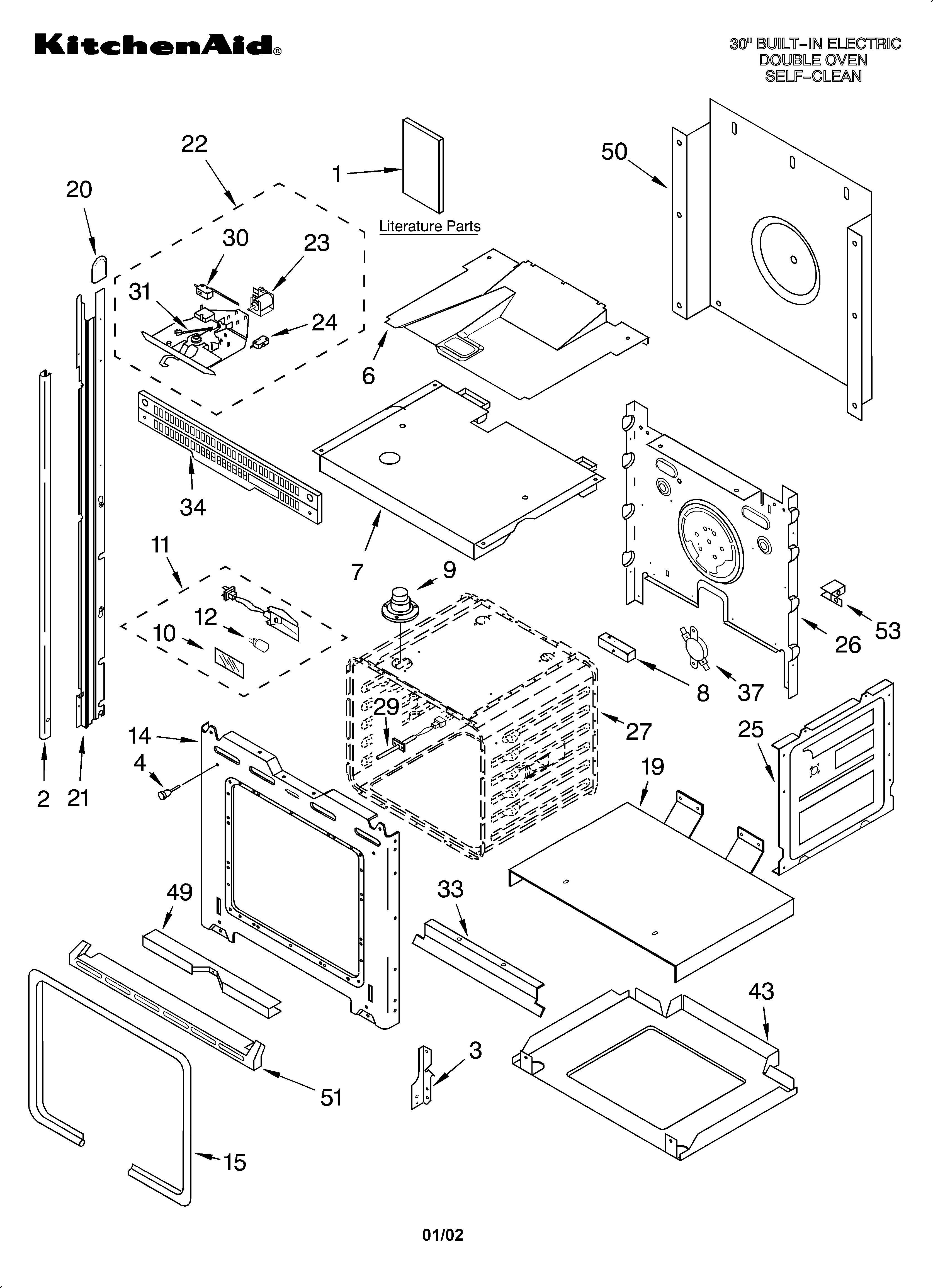 KitchenAid KEBI206DBL11 oven/literature diagram