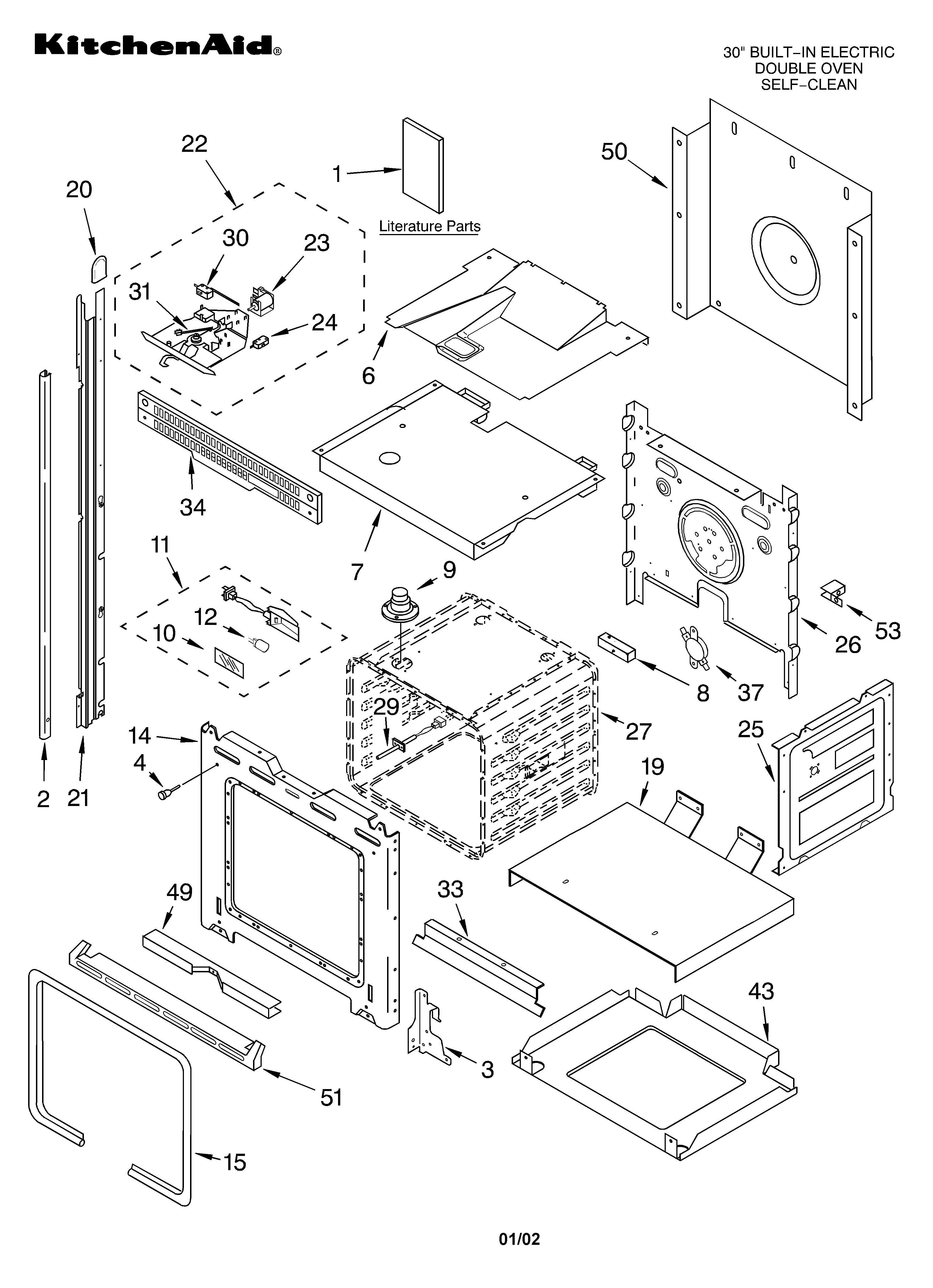 KitchenAid KEBI206DBL12 oven/literature diagram