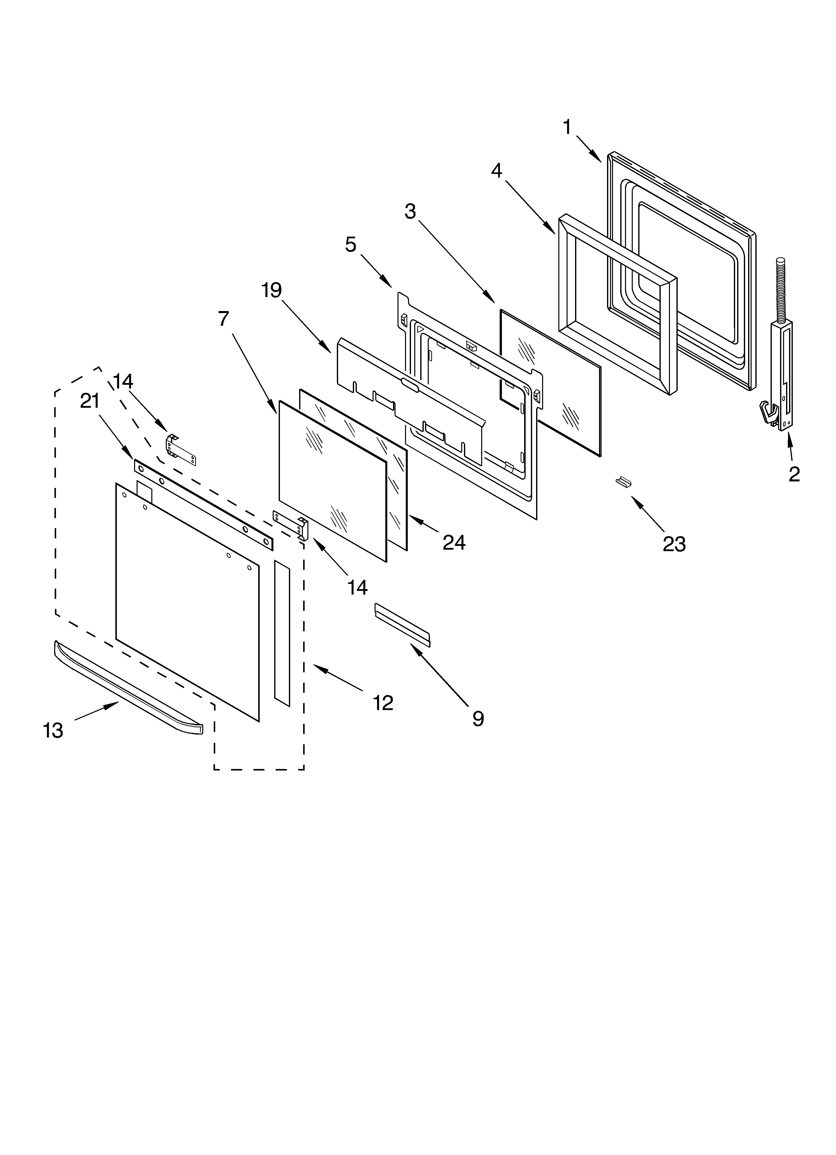 KitchenAid KEBI206DBL12 oven door diagram