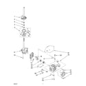 Whirlpool LSR6132HQ1 brake, clutch, gearcase, motor and pump diagram