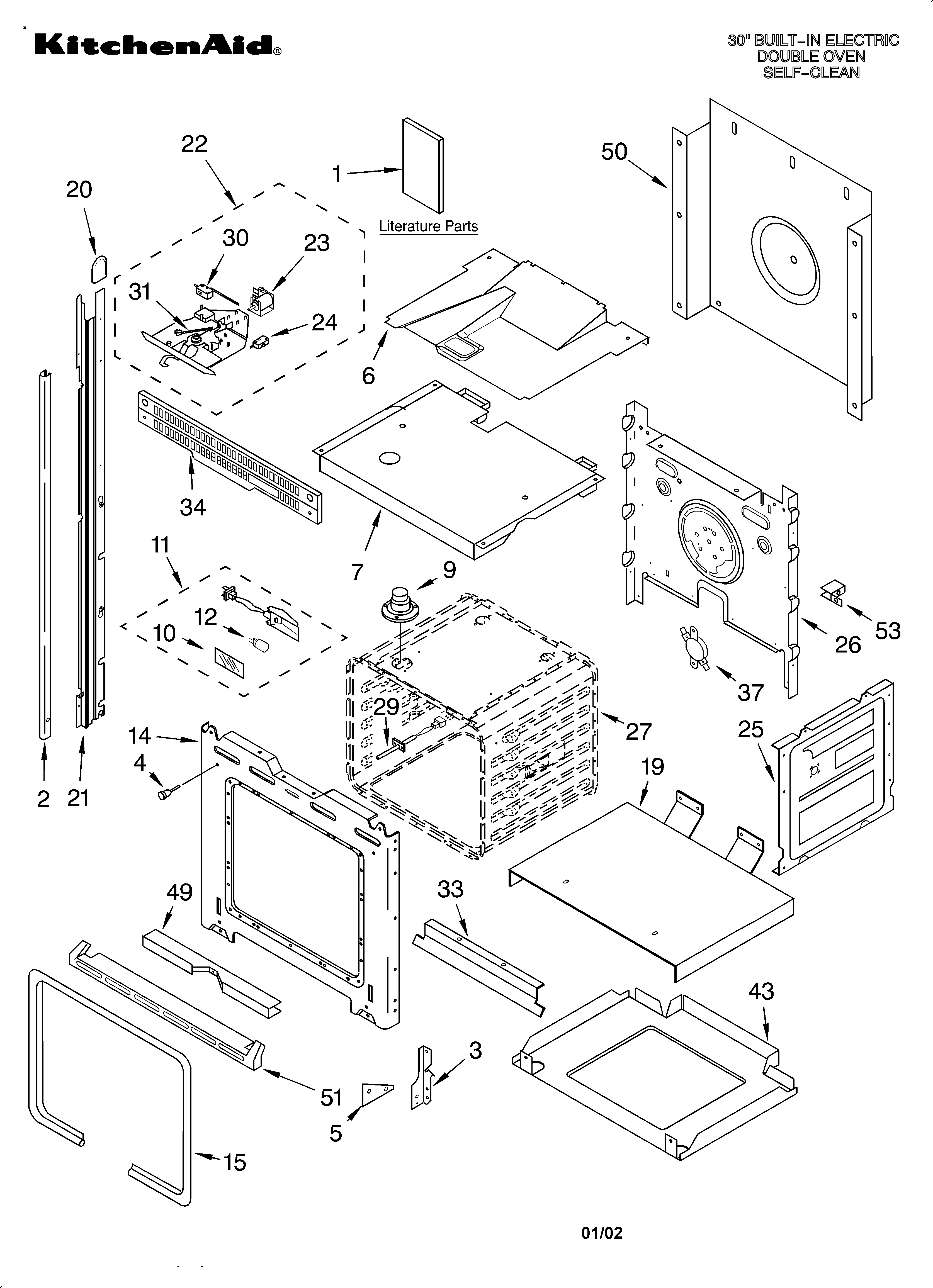 KitchenAid KEBI206DBL9 oven/literature diagram