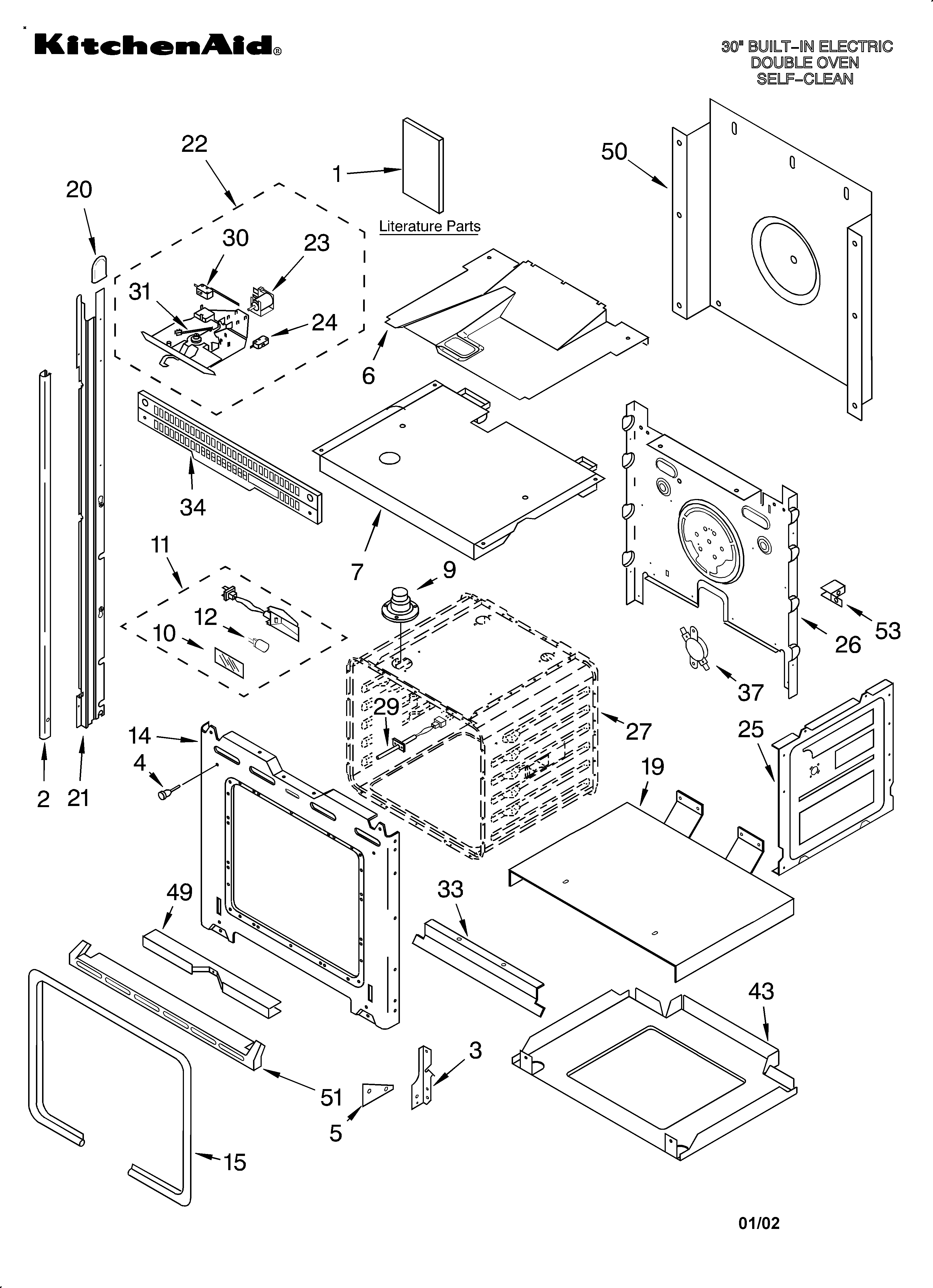 KitchenAid KEBI206DBL10 oven/literature diagram