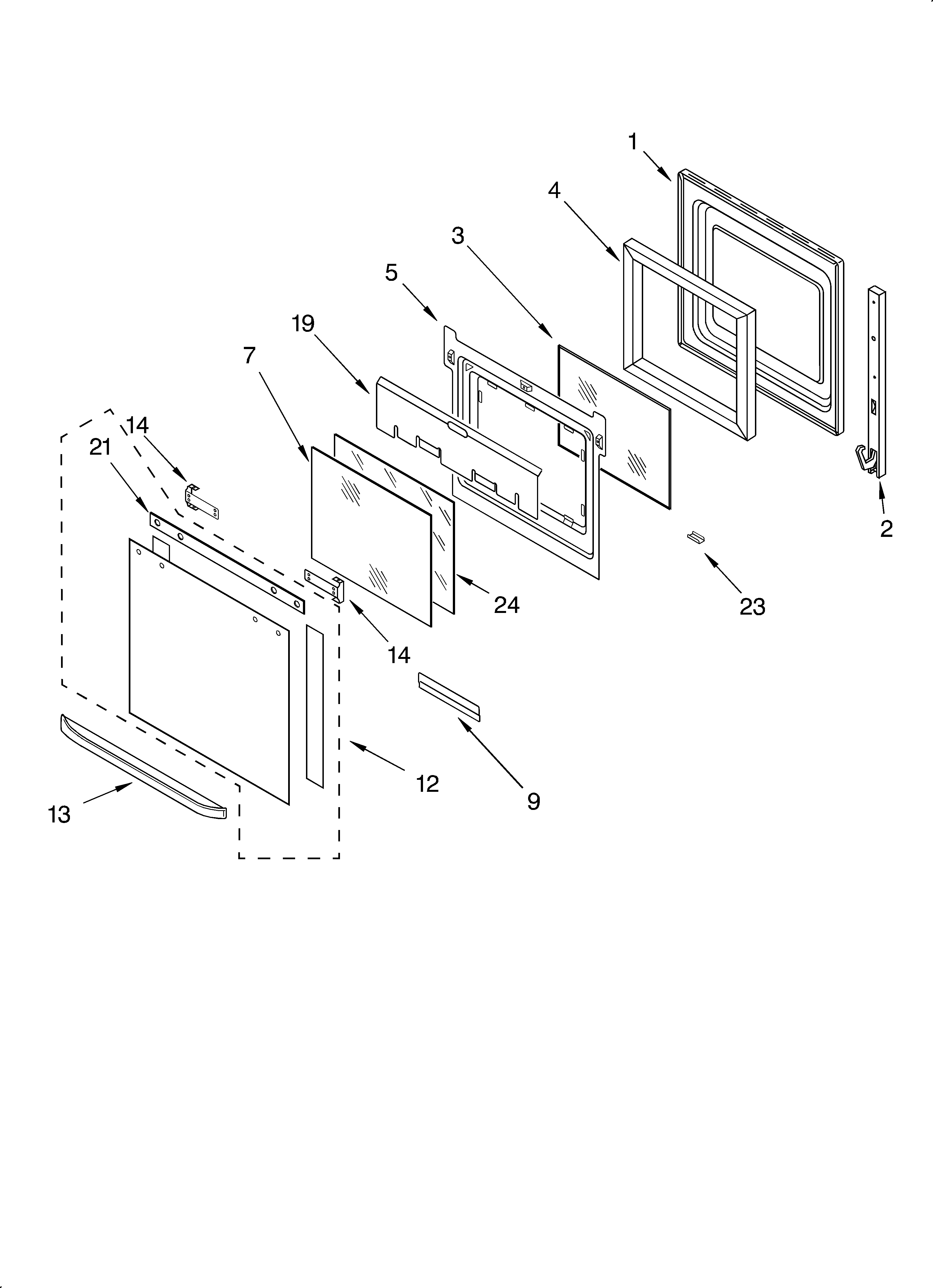 KitchenAid KEBI206DBL10 oven door diagram