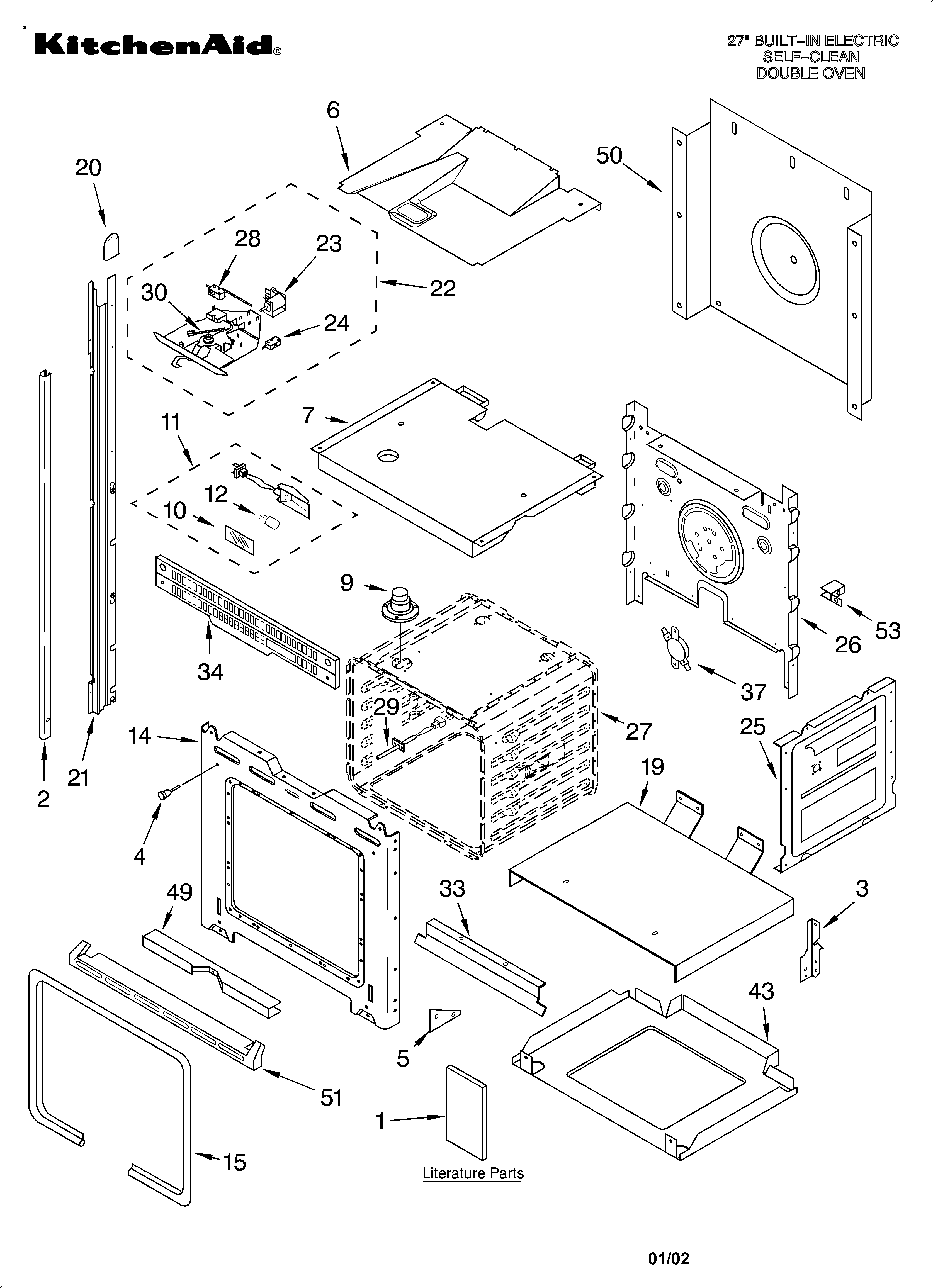 KitchenAid KEBI276DWH9 oven/literature diagram