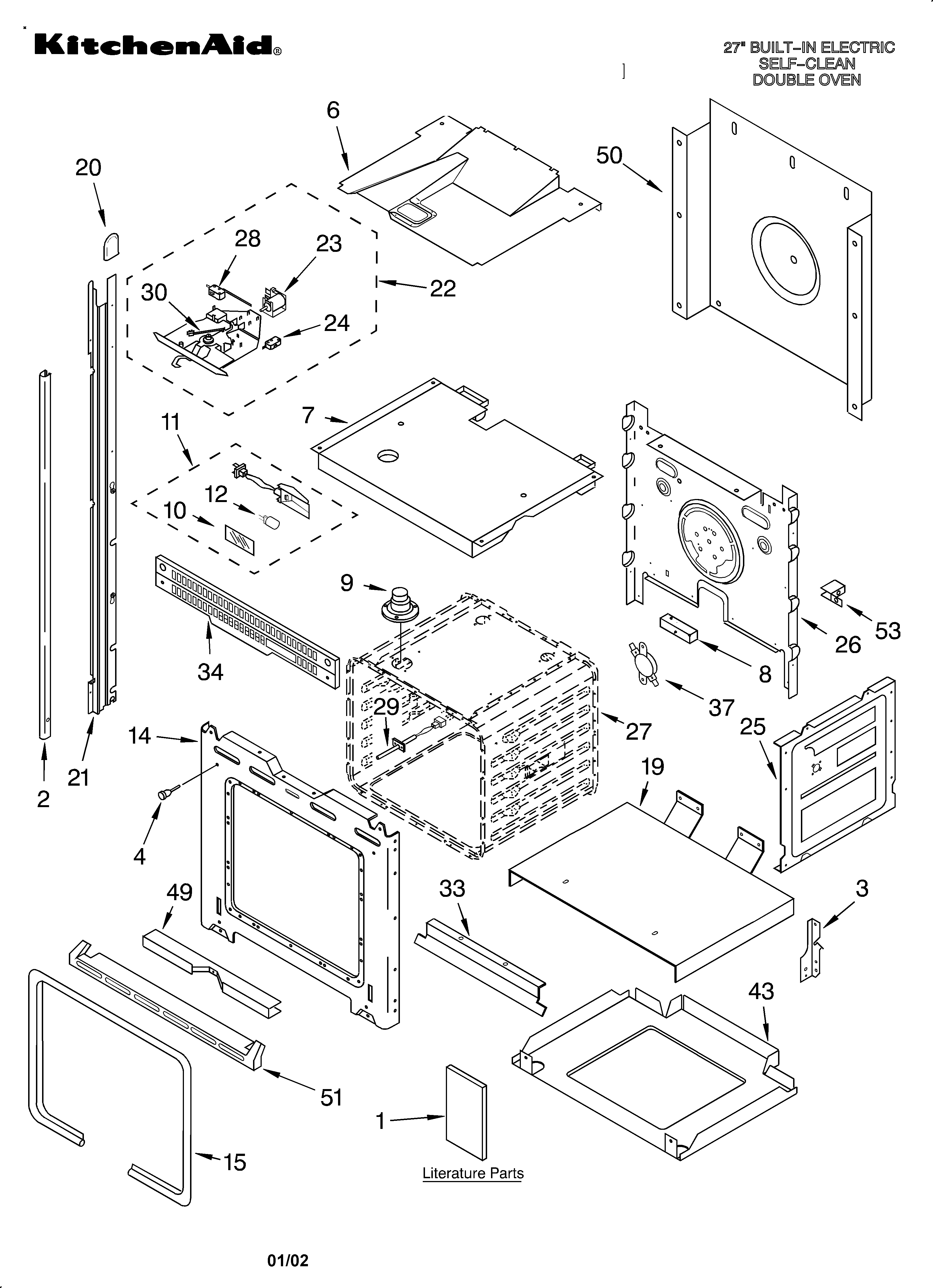 KitchenAid KEBI276DBL11 oven/literature diagram