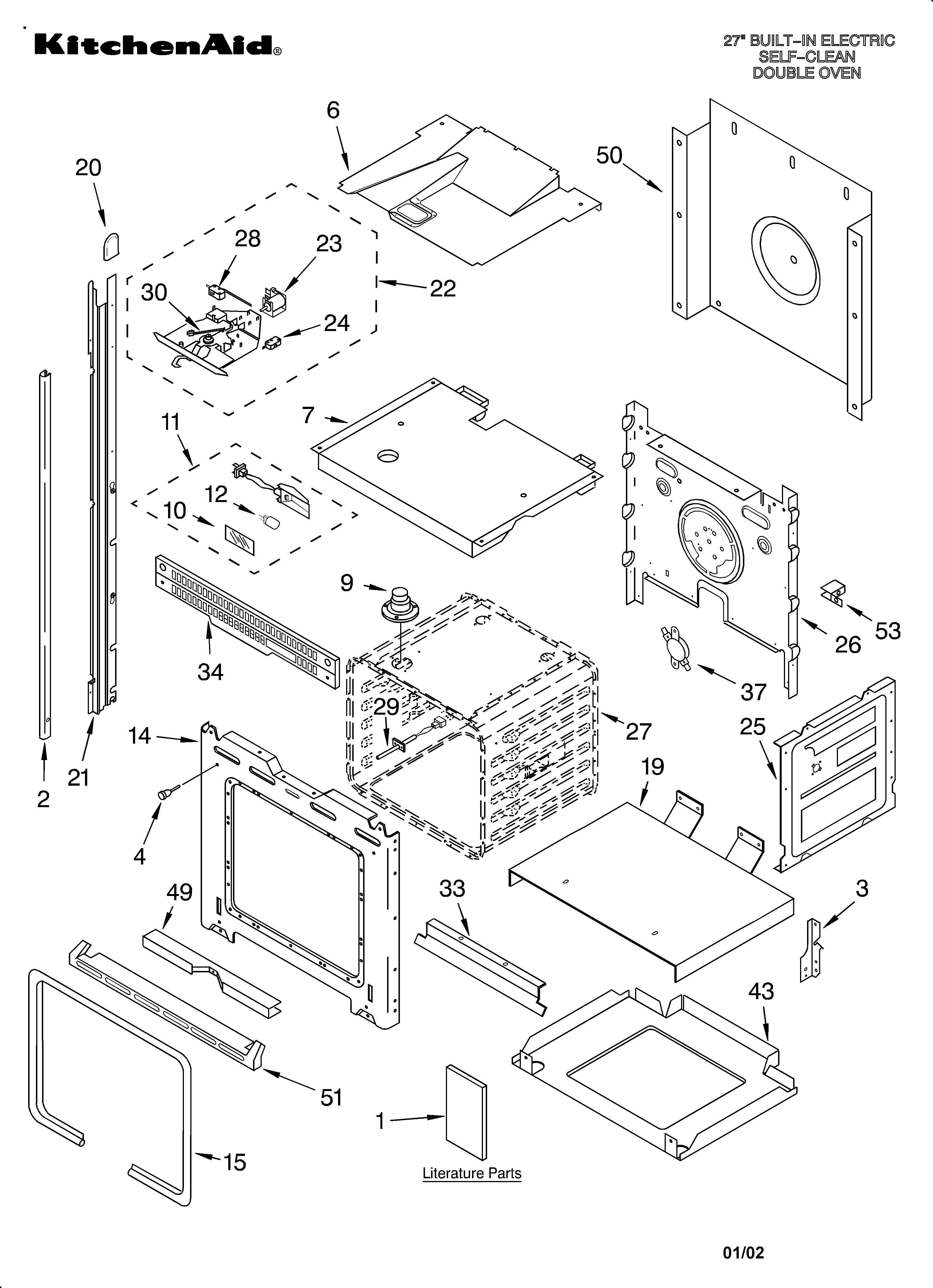 KitchenAid KEBI276DBL8 oven/literature diagram