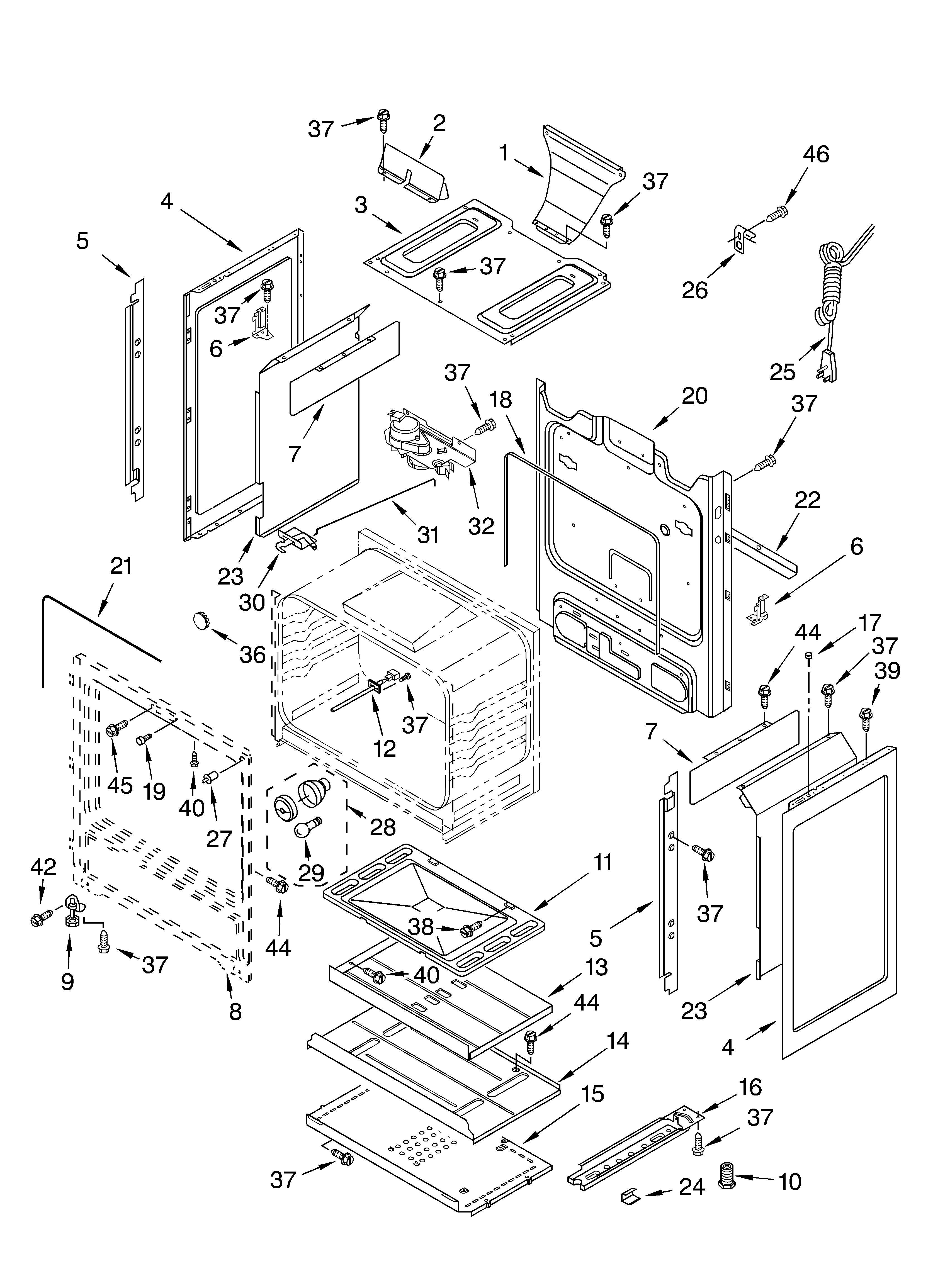 Whirlpool SF367LEKV1 chassis diagram