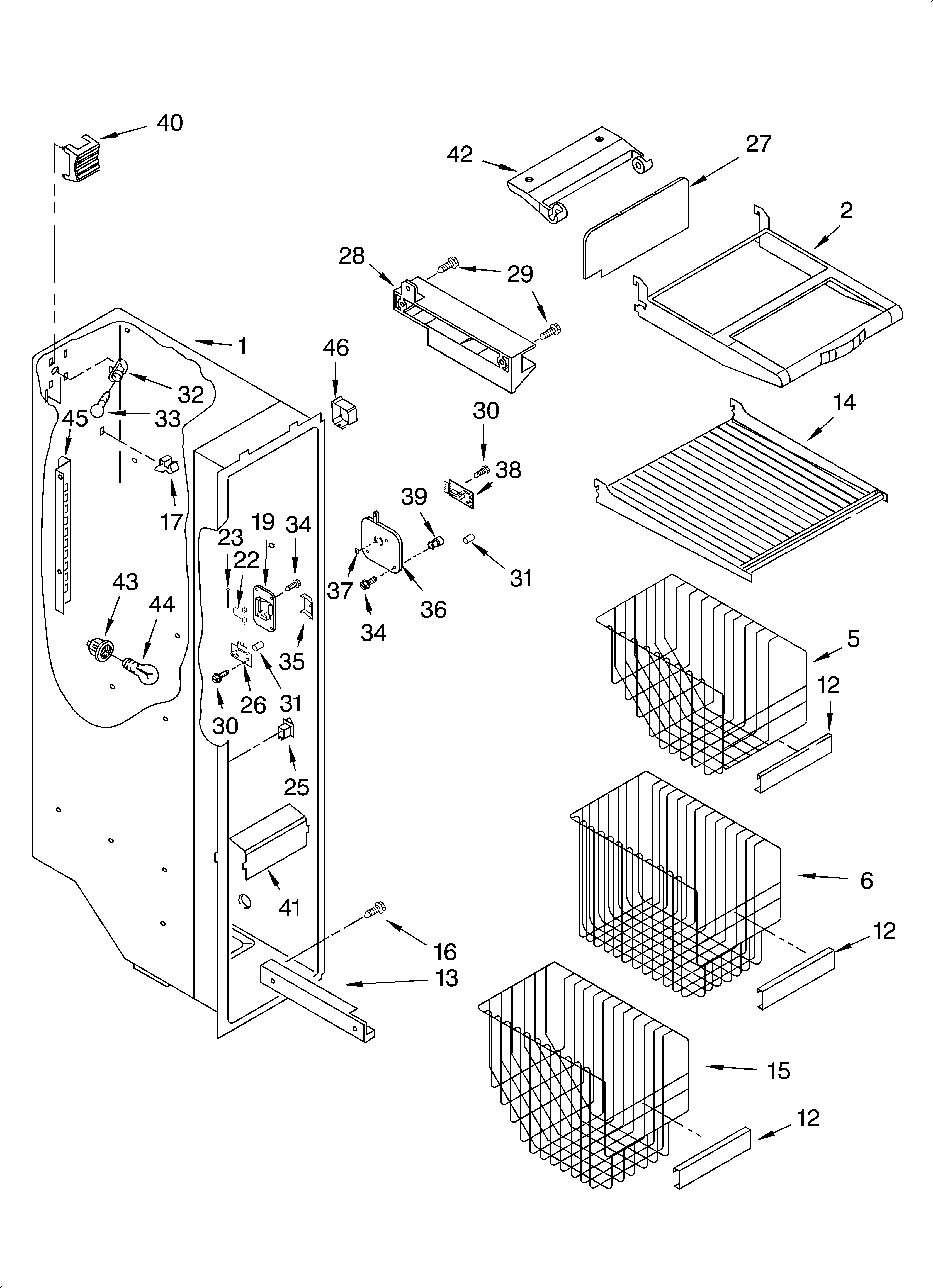 Whirlpool GS6SHAXKT01 freezer liner diagram
