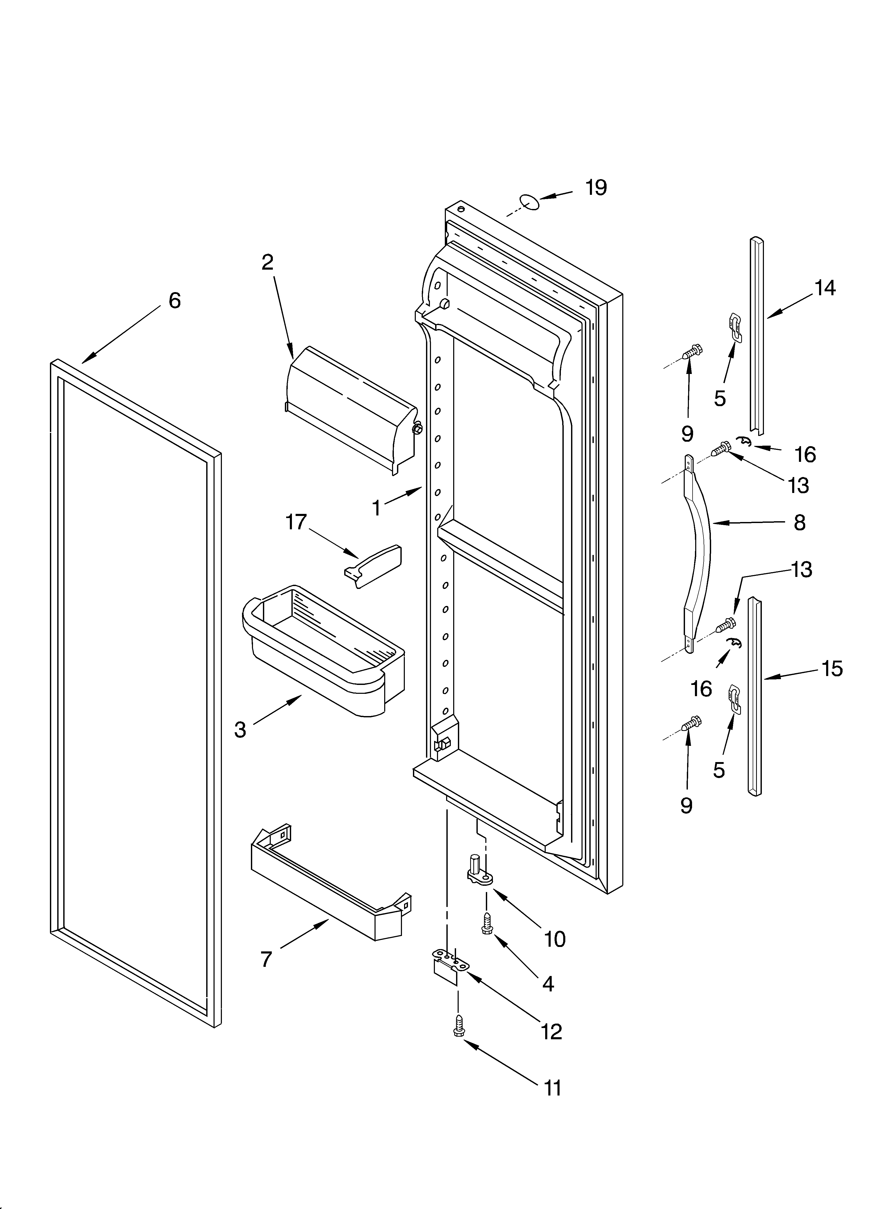 Whirlpool GS6SHAXKT01 refrigerator door diagram