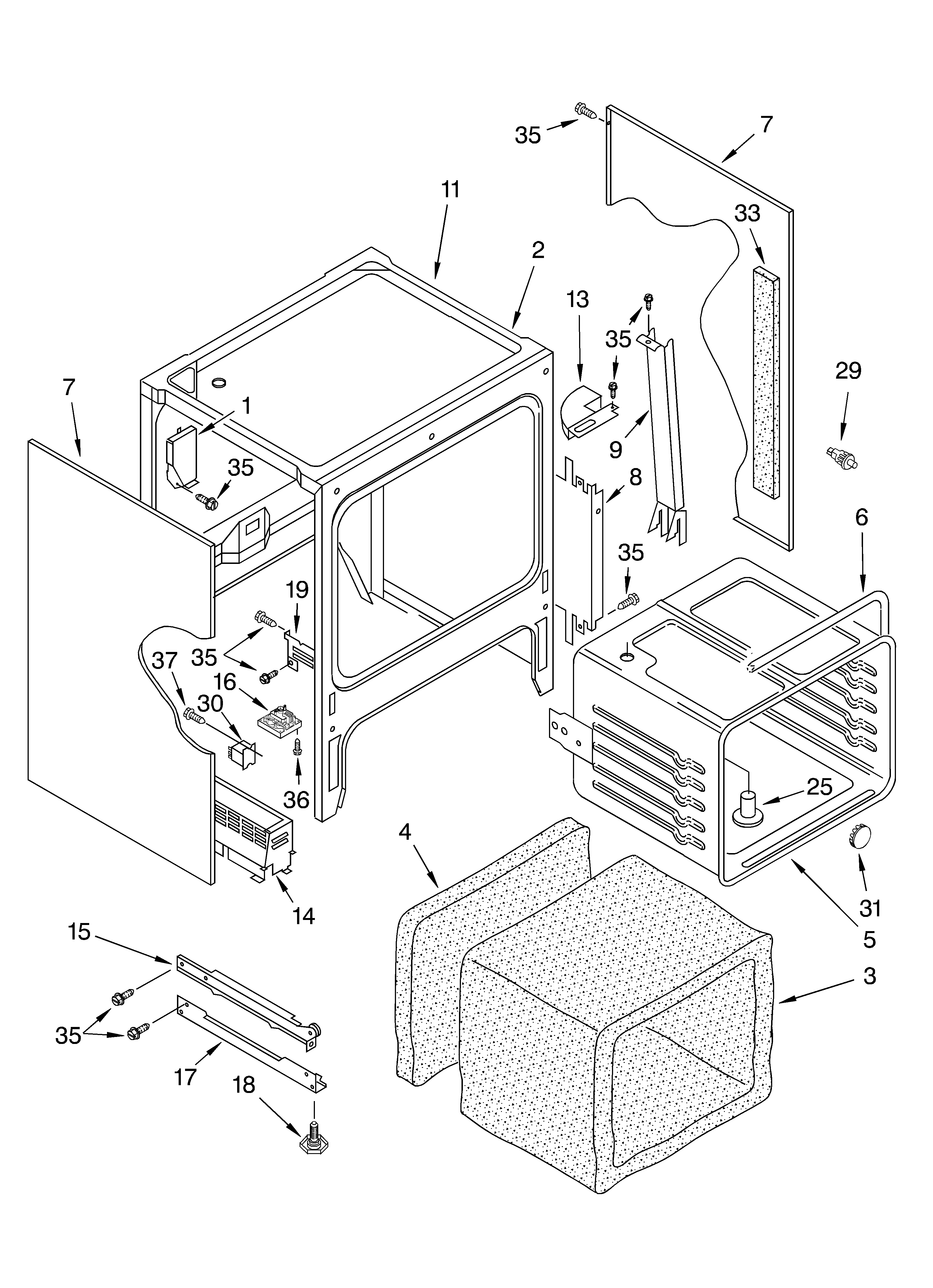 KitchenAid KERC607HBL5 oven chassis diagram