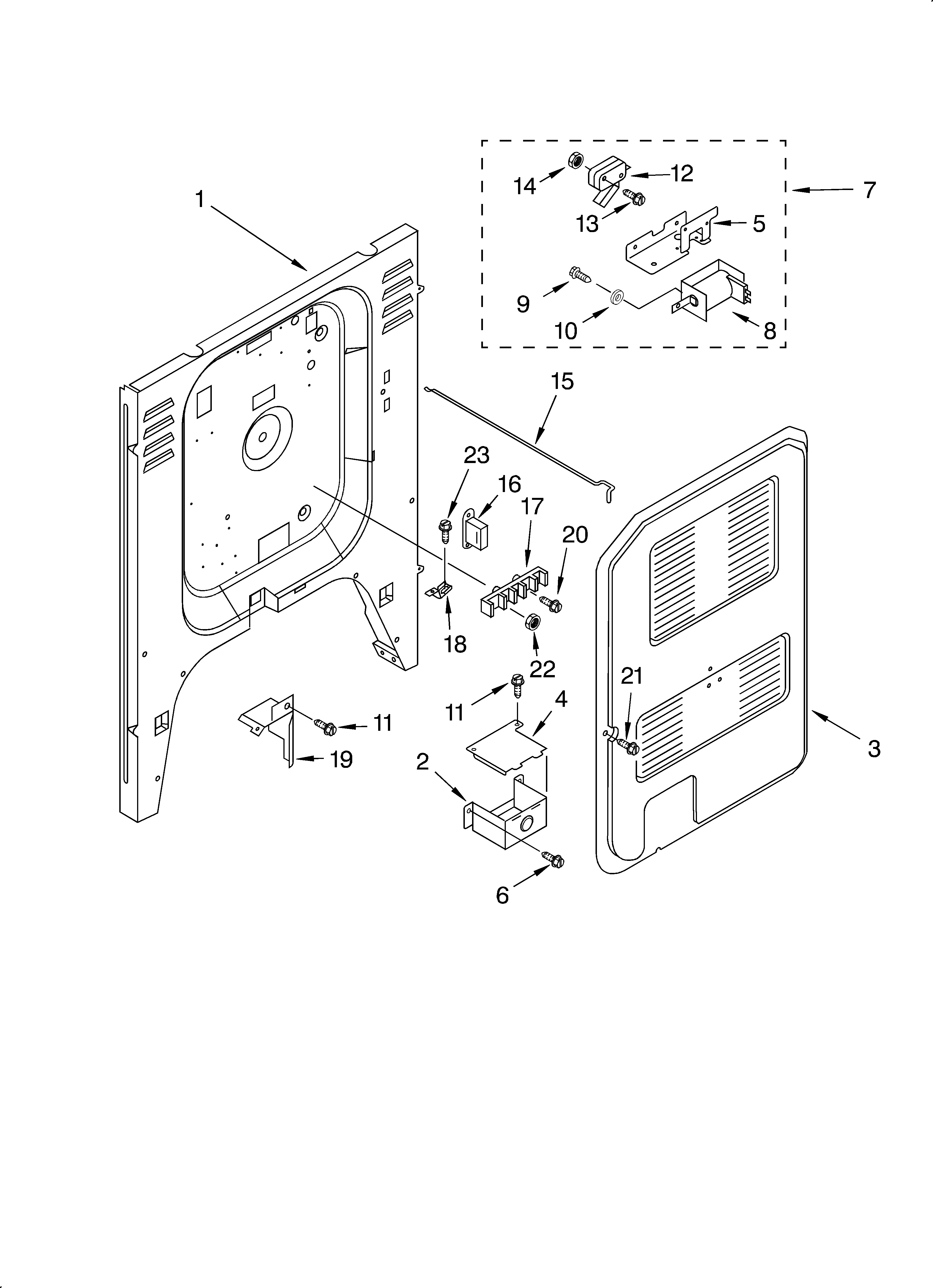 KitchenAid KERC607HBL5 rear chassis diagram