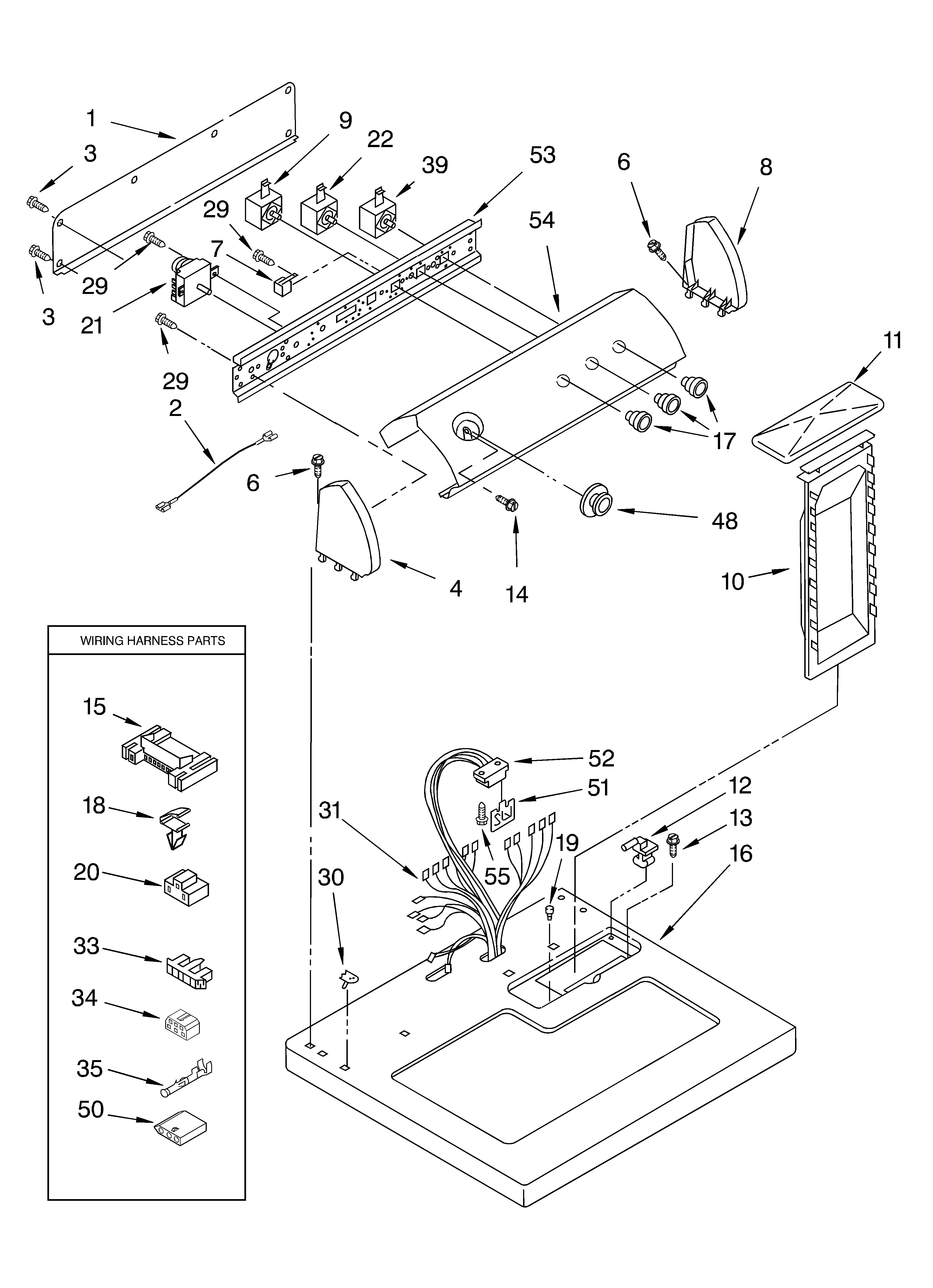 Whirlpool LEQ8000JQ2 top and console diagram
