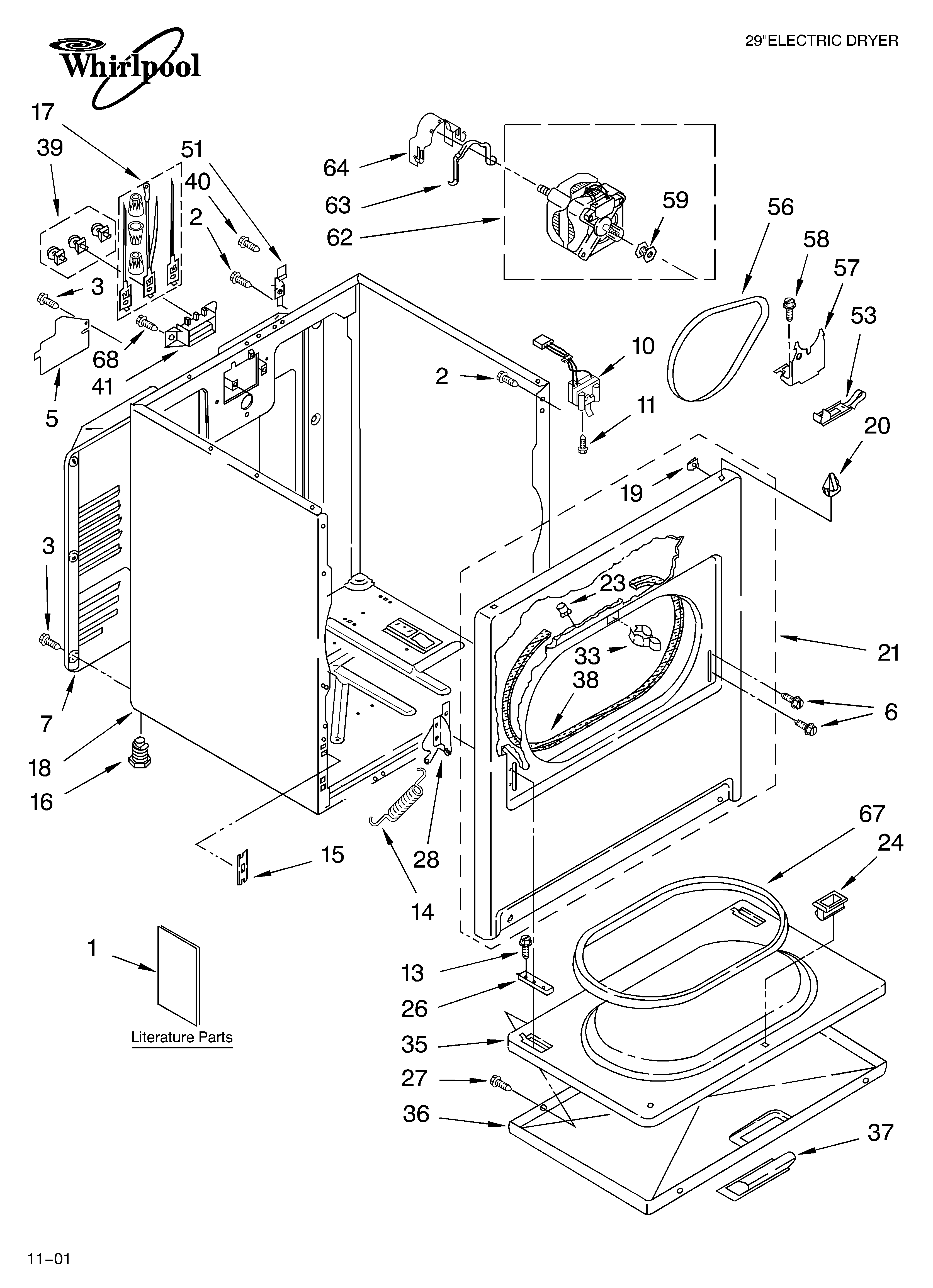 Whirlpool LEQ8100KQ1 cabinet/literature diagram
