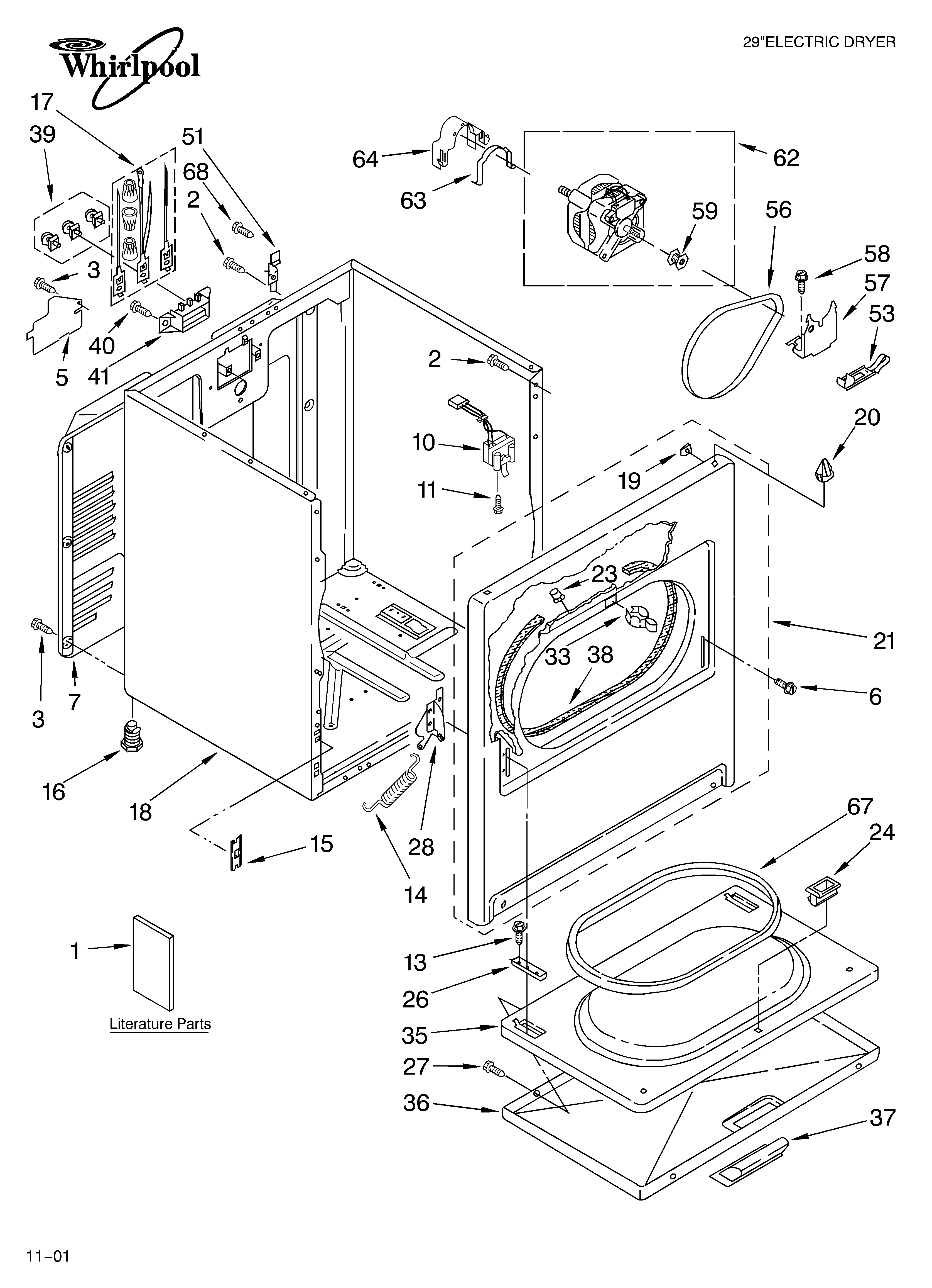 Whirlpool LER5636KT1 cabinet/literature diagram