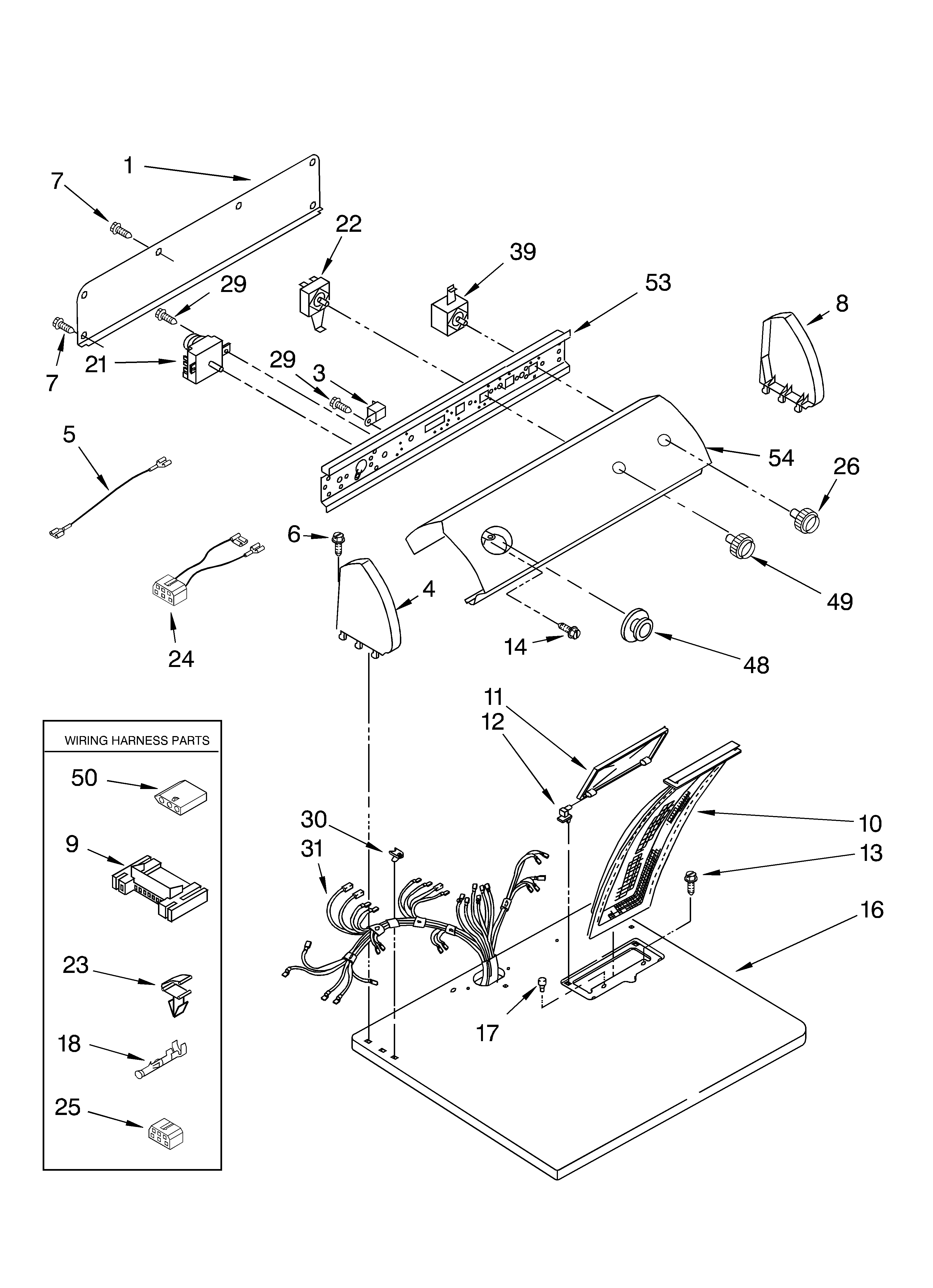 Whirlpool LER5636KT1 top and console diagram