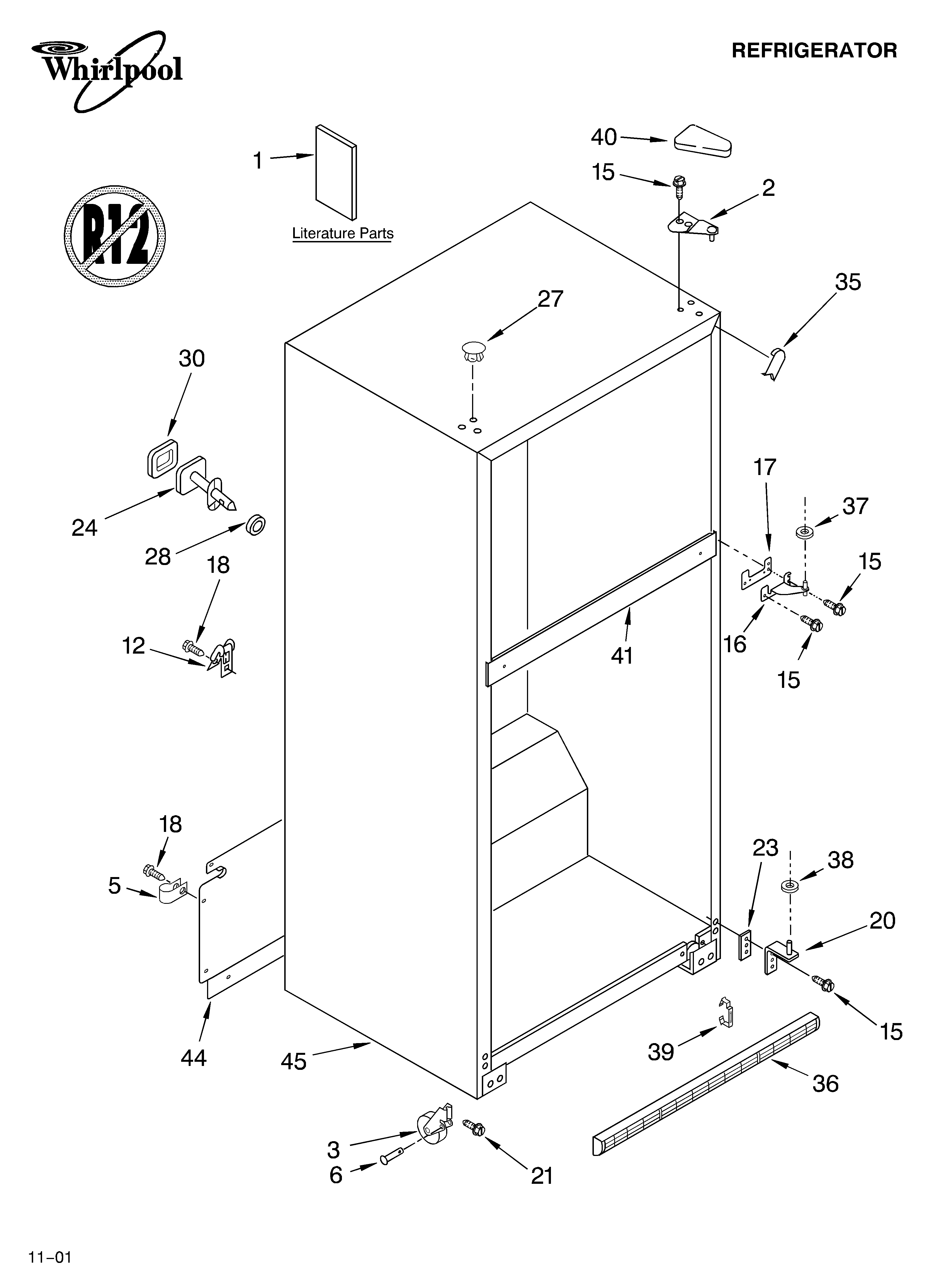 Whirlpool ET8NHMXKT01 cabinet/literature diagram