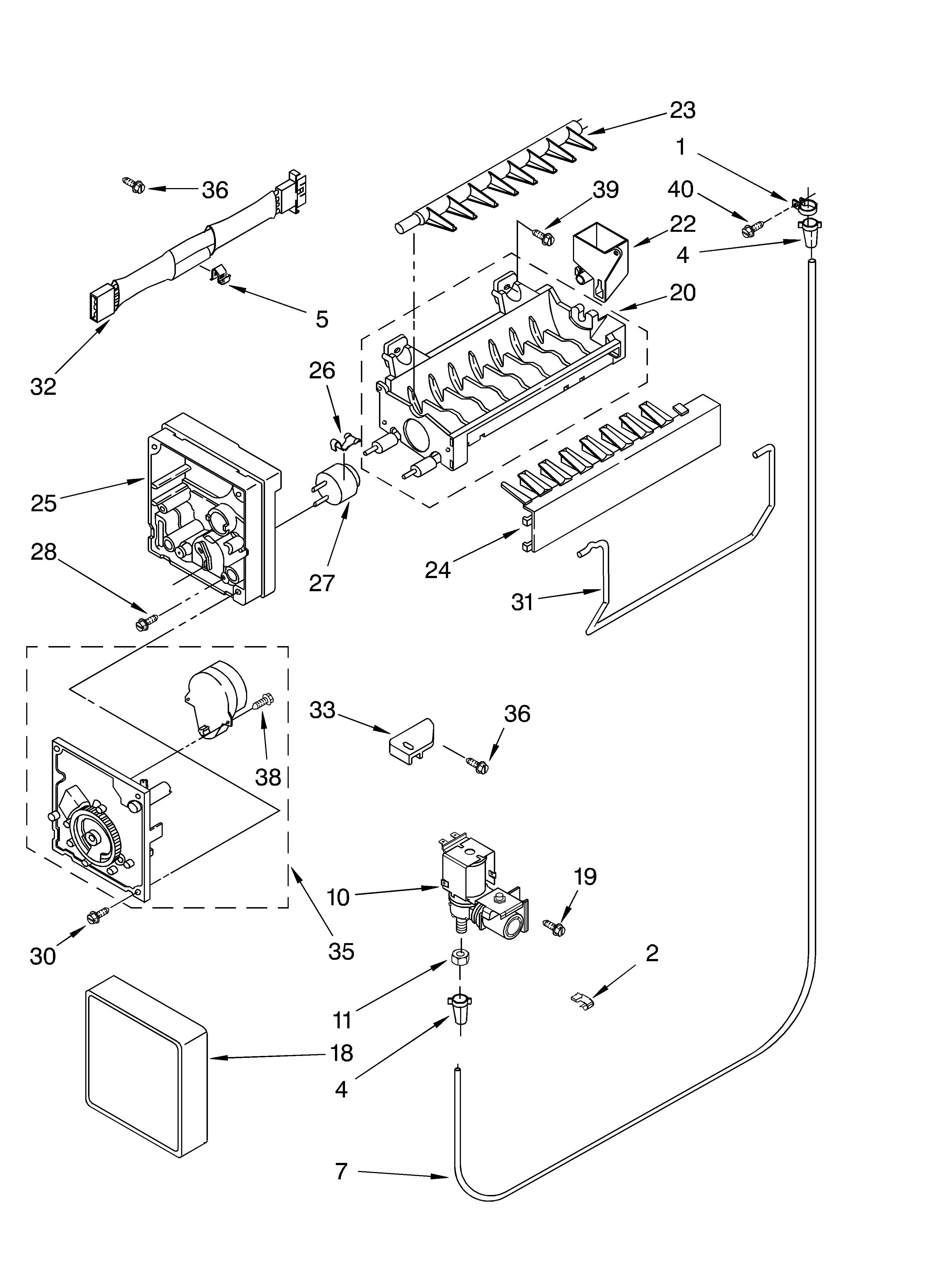 Whirlpool ET8NHMXKT01 ice maker diagram