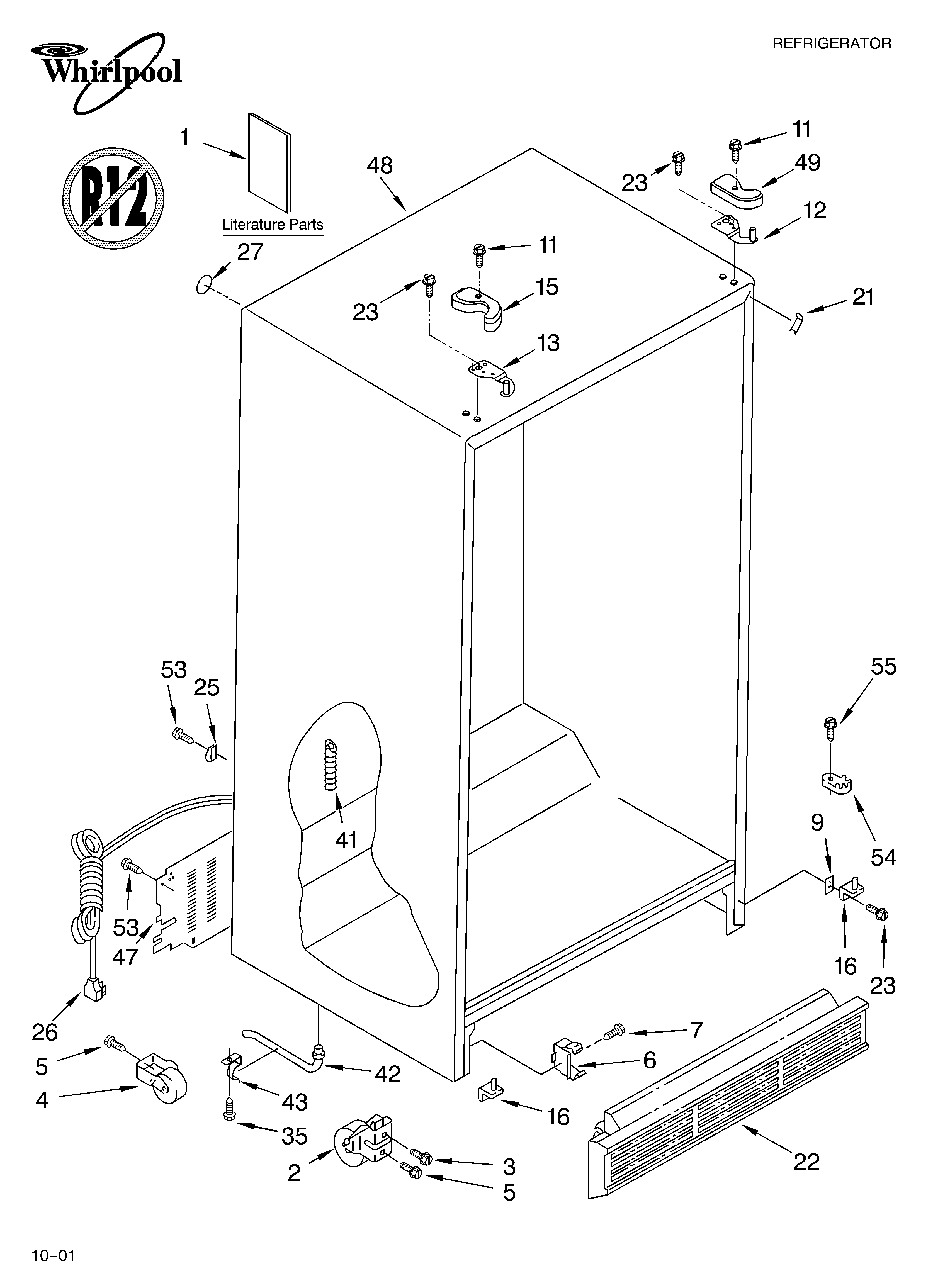 Whirlpool 6ED2FHKXKQ00 cabinet/literature diagram