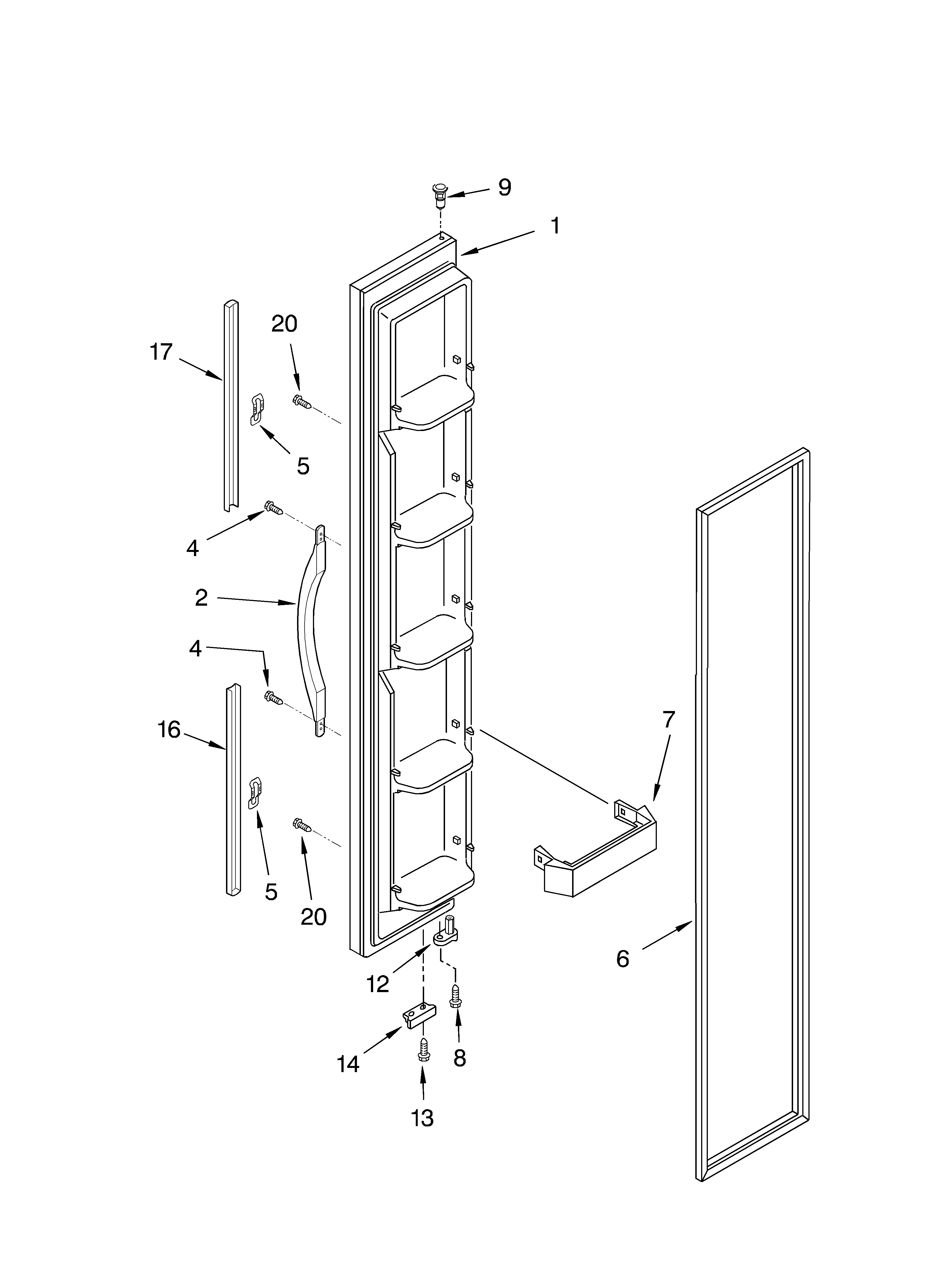 Whirlpool 6ED2FHKXKQ00 freezer door diagram