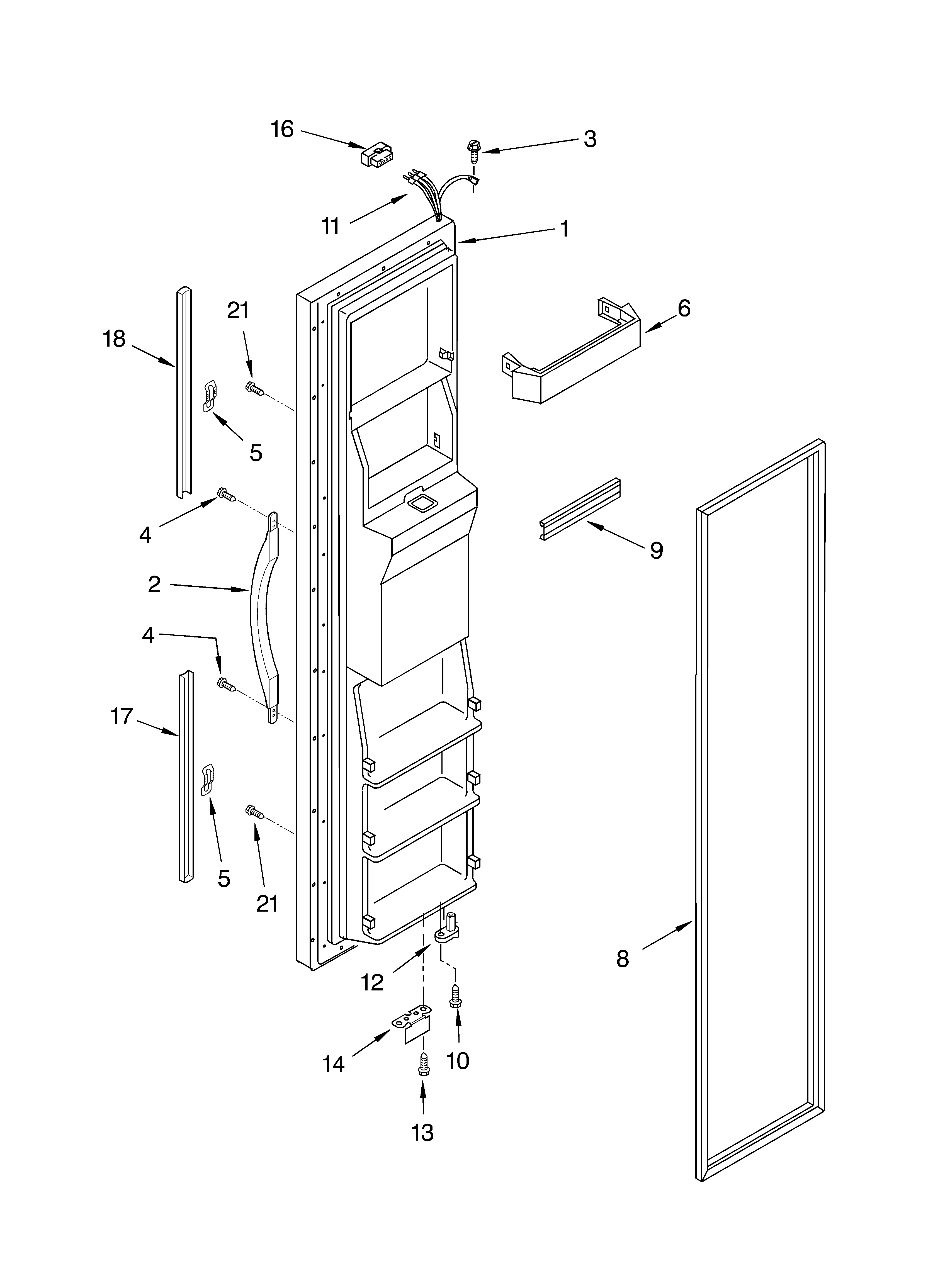 Whirlpool GD2NHGXKB01 freezer door diagram