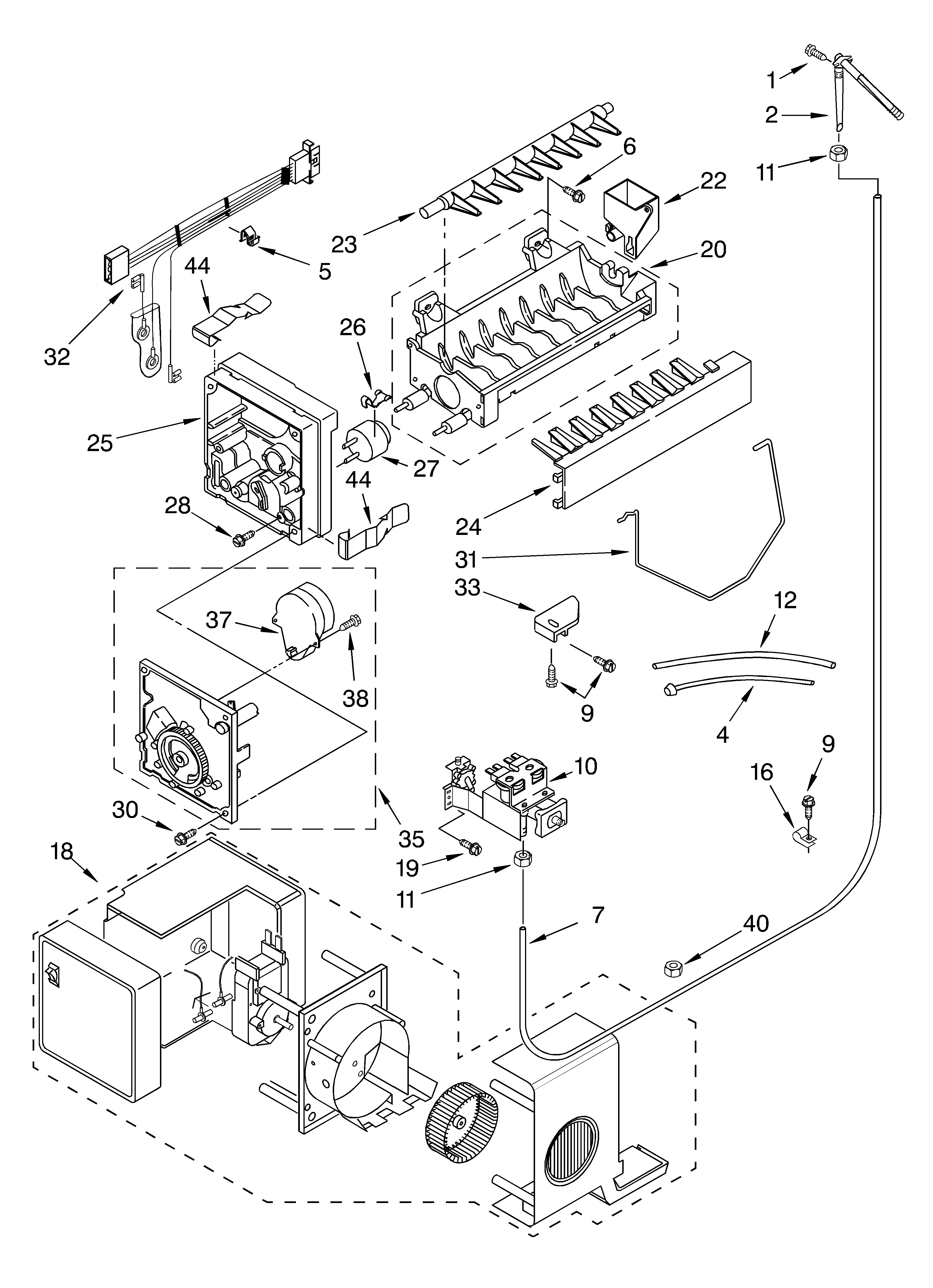 Whirlpool GD2NHGXKB01 ice maker diagram
