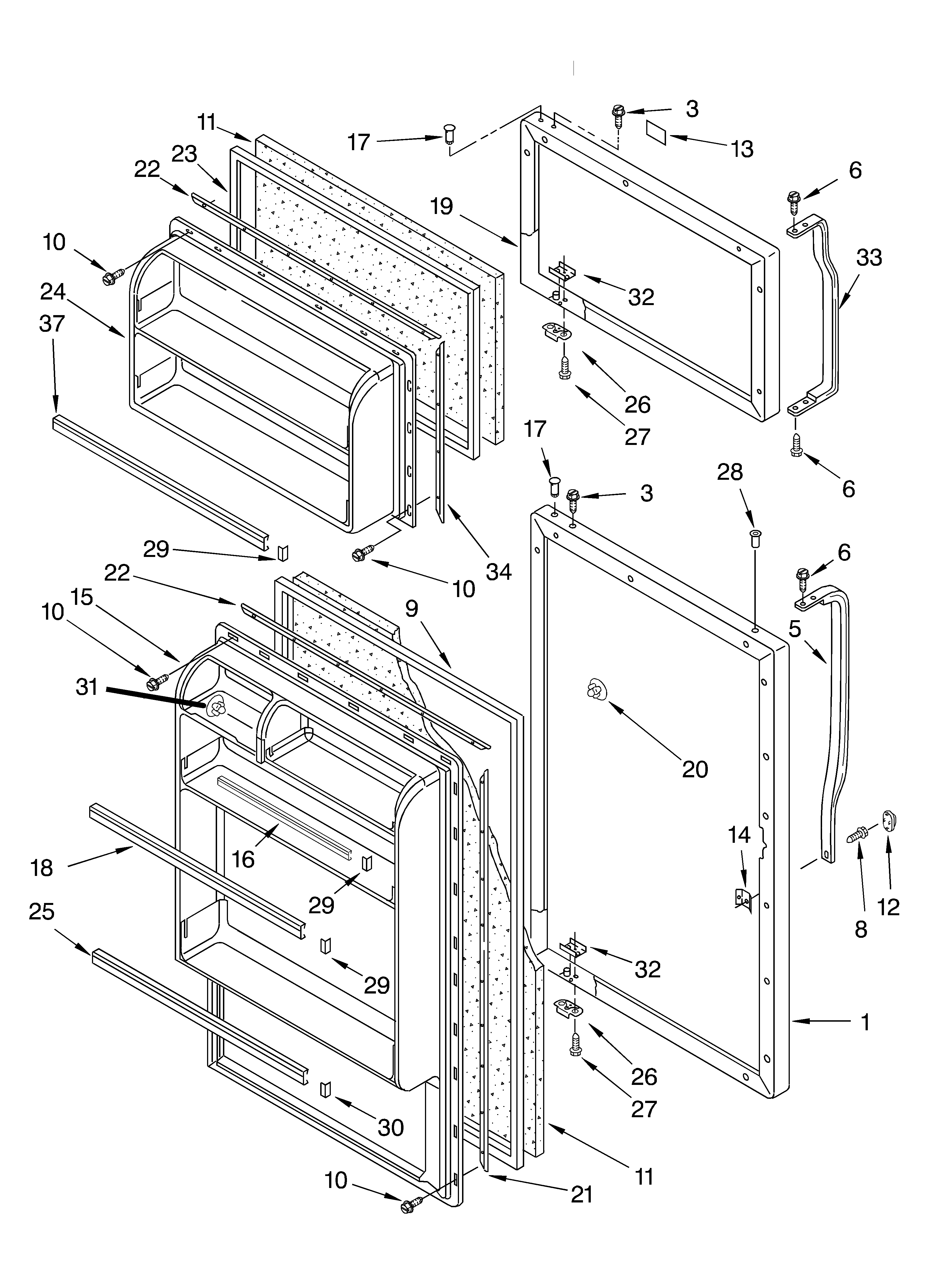Roper RT14BKXKQ01 door diagram