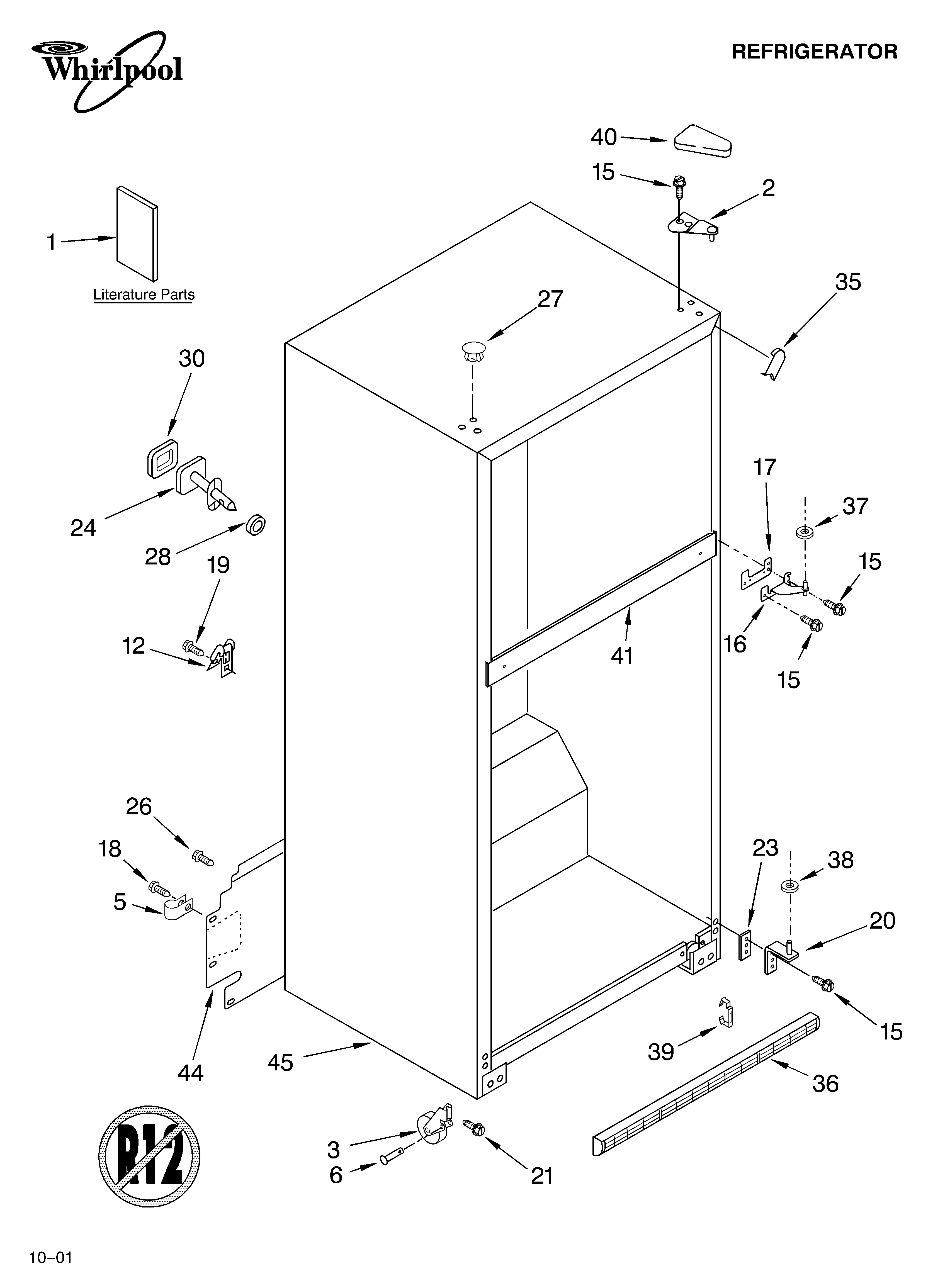 Whirlpool ET8CHMXKB01 cabinet/literature diagram
