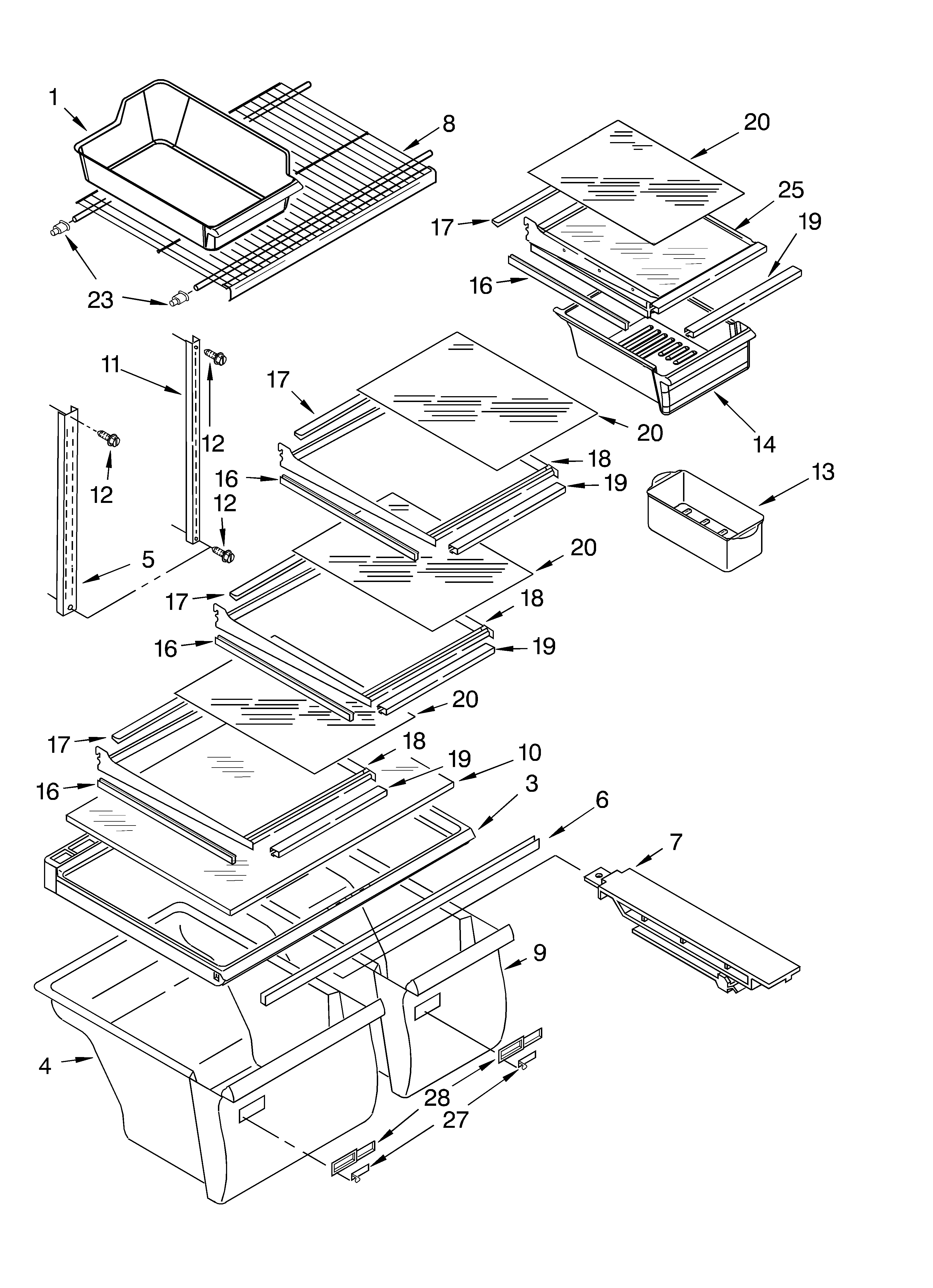 Whirlpool ET8CHMXKB01 shelf diagram