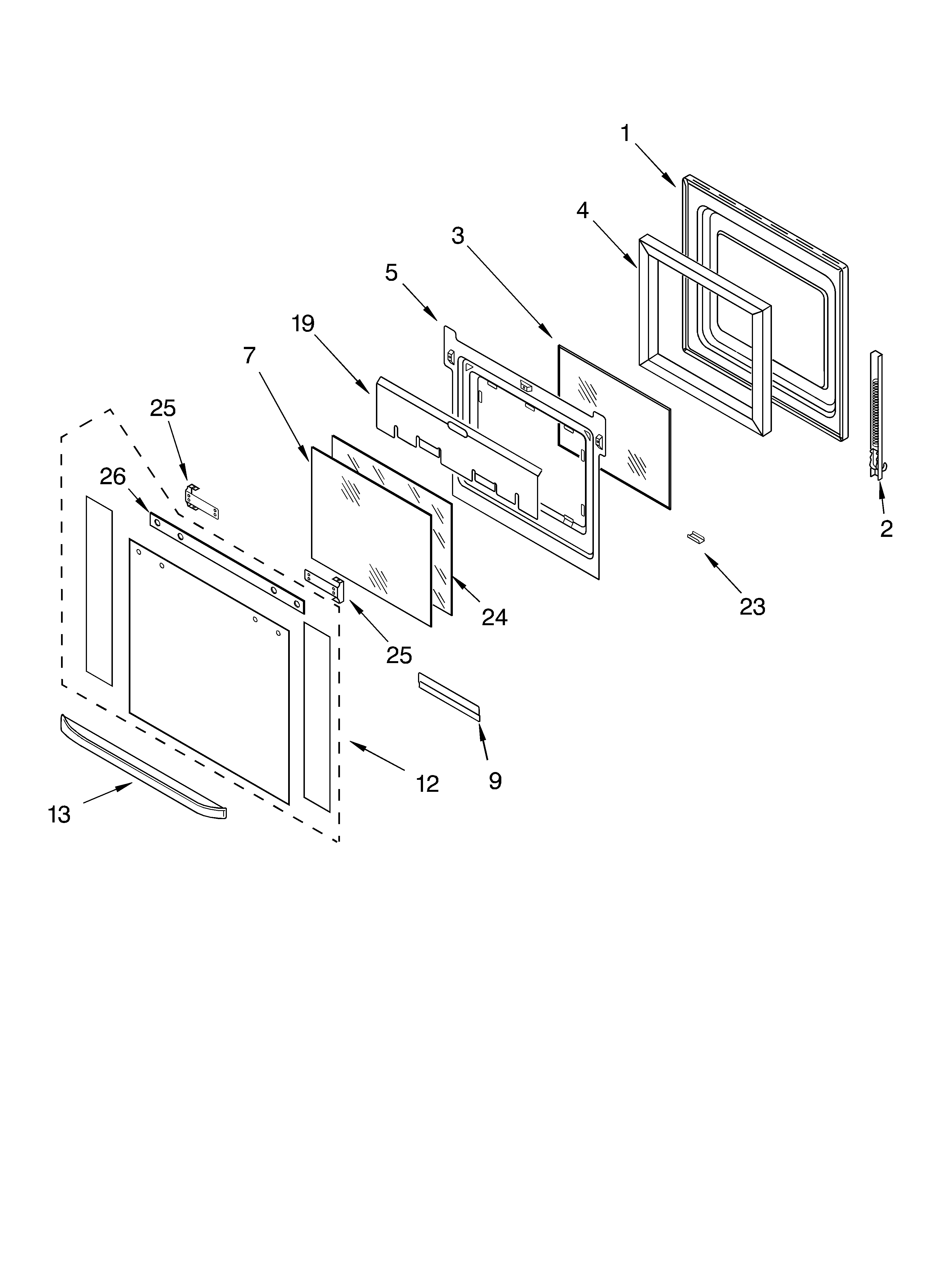 KitchenAid KEBC206KBL1 oven door diagram